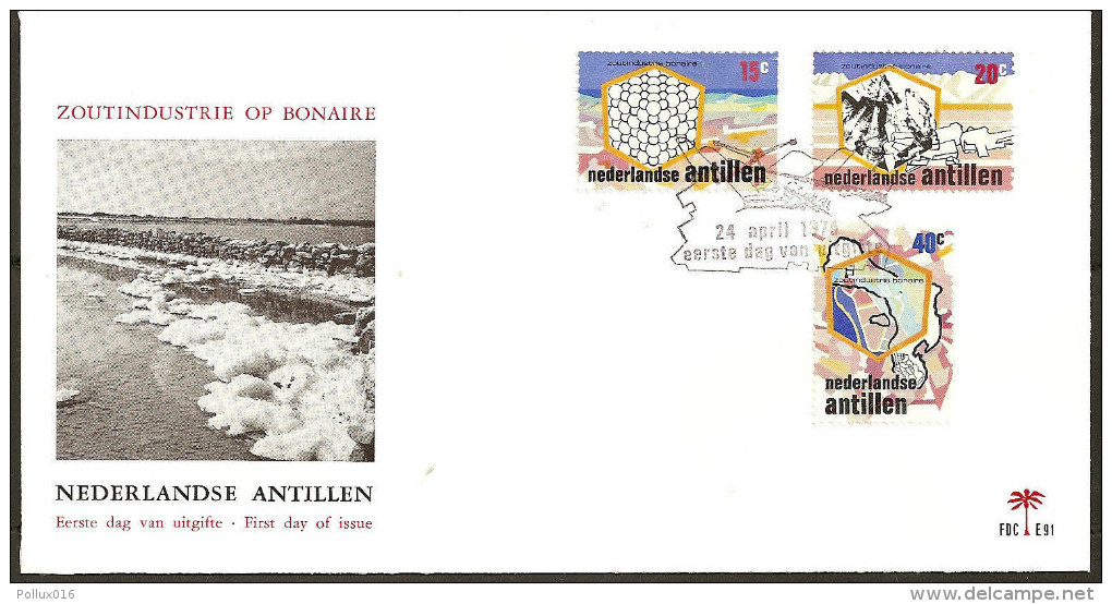 Antillen / Antilles 1975 FDC 91 Salt Winning Bonaire Logo Palm - Curacao, Netherlands Antilles, Aruba