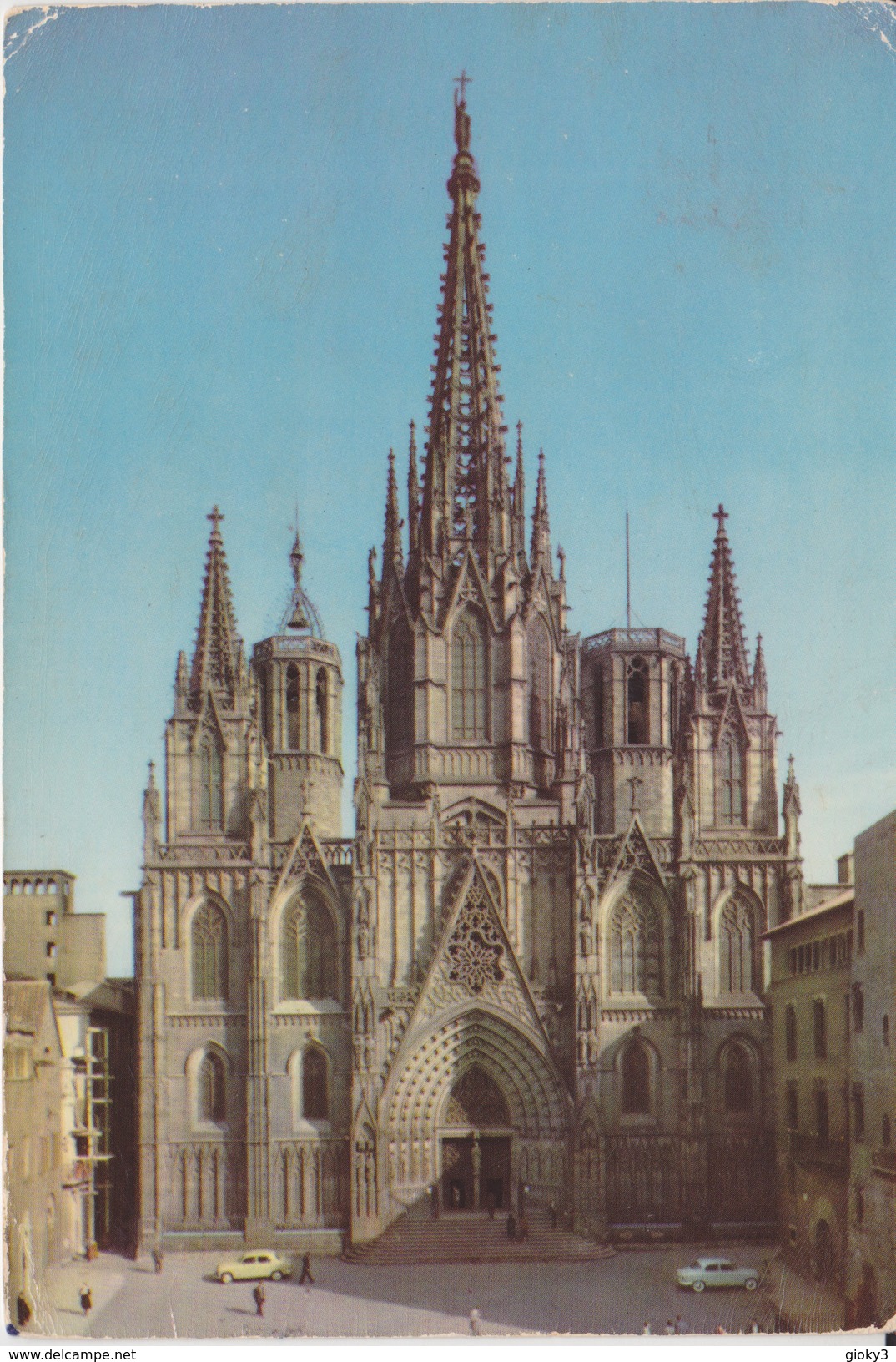 SPAGNA 1959 TARGHETTA SU CARTOLINA DA BARCELONA - Storia Postale