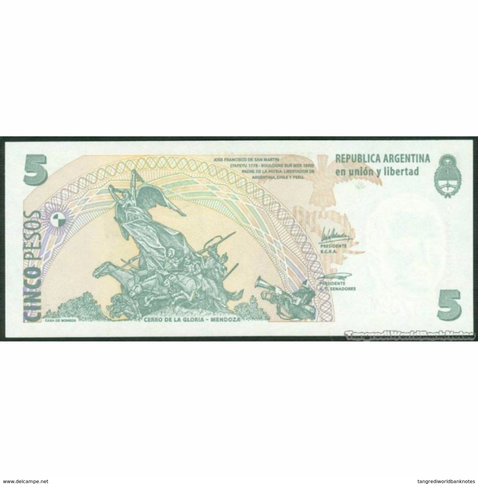 TWN - ARGENTINA 353c - 5 Pesos 2003 Serie F - Signatures: Redrado & Cobos UNC - Argentine