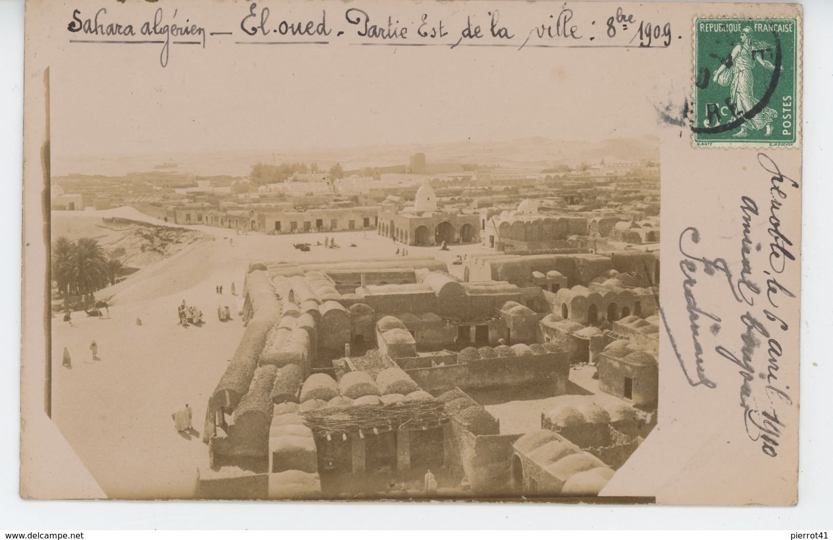 ALGERIE - EL OUED - Partie Est De La Ville - Belle Carte Photo Datée 1909 - El-Oued