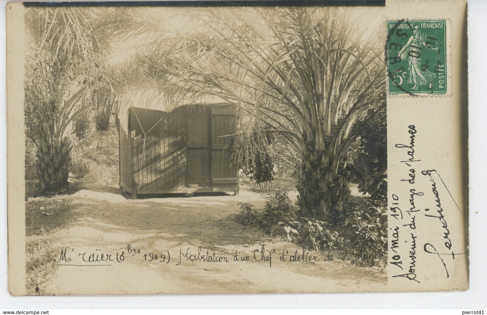 ALGERIE - EL OUED - BOU CHAMA - 1909 - Atelier De Forages Artésiens - Photo  Habitation D'un Chef D'Atelier De Sondage - El-Oued