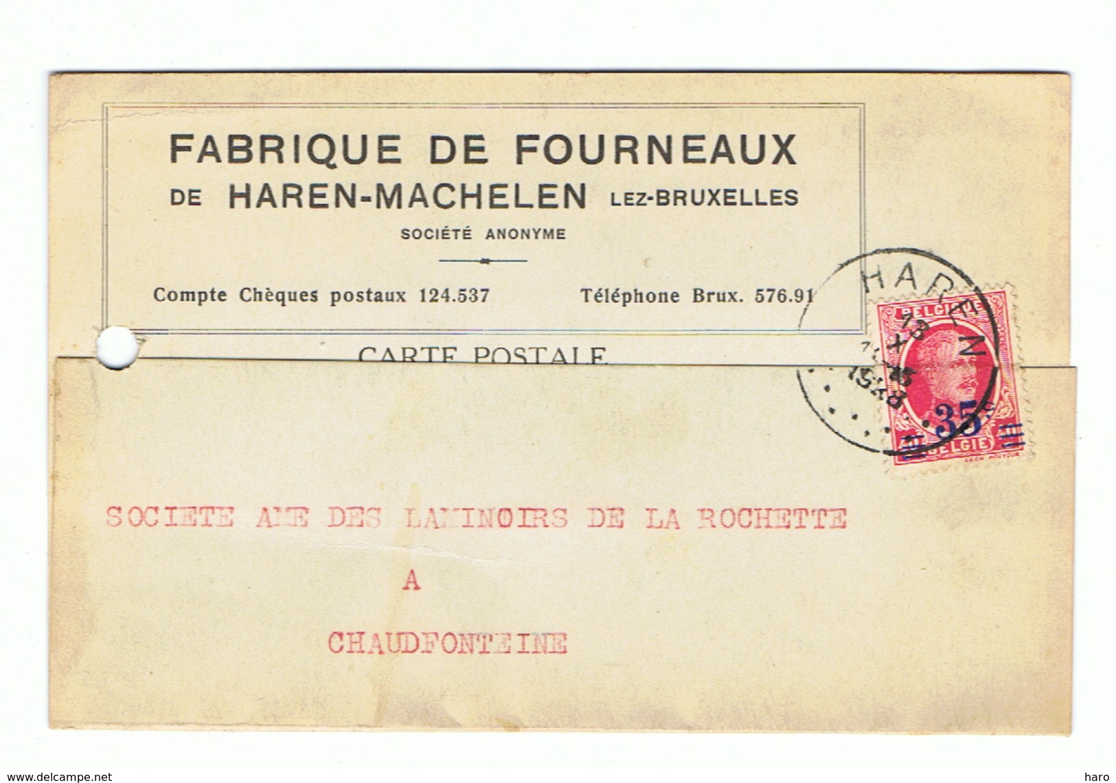 Carte Postale à Entête -  Fabrique De Fourneaux De HAREN - MACHELEN En 1928 - Chaudfontaine (b207) - Machelen