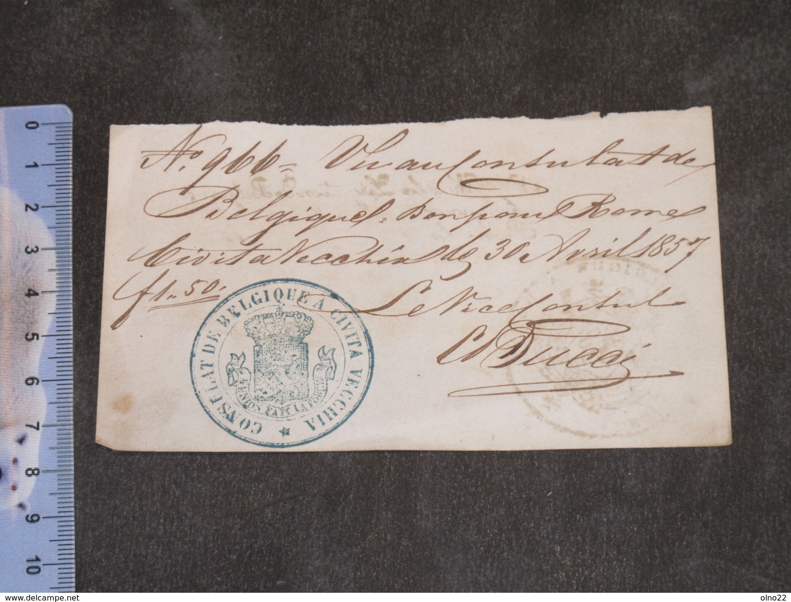 LAISSER PASSER - CONSULAT DE BELGIQUE - DE ROME A NAPLES - 1857 - CACHETS - Documents Historiques