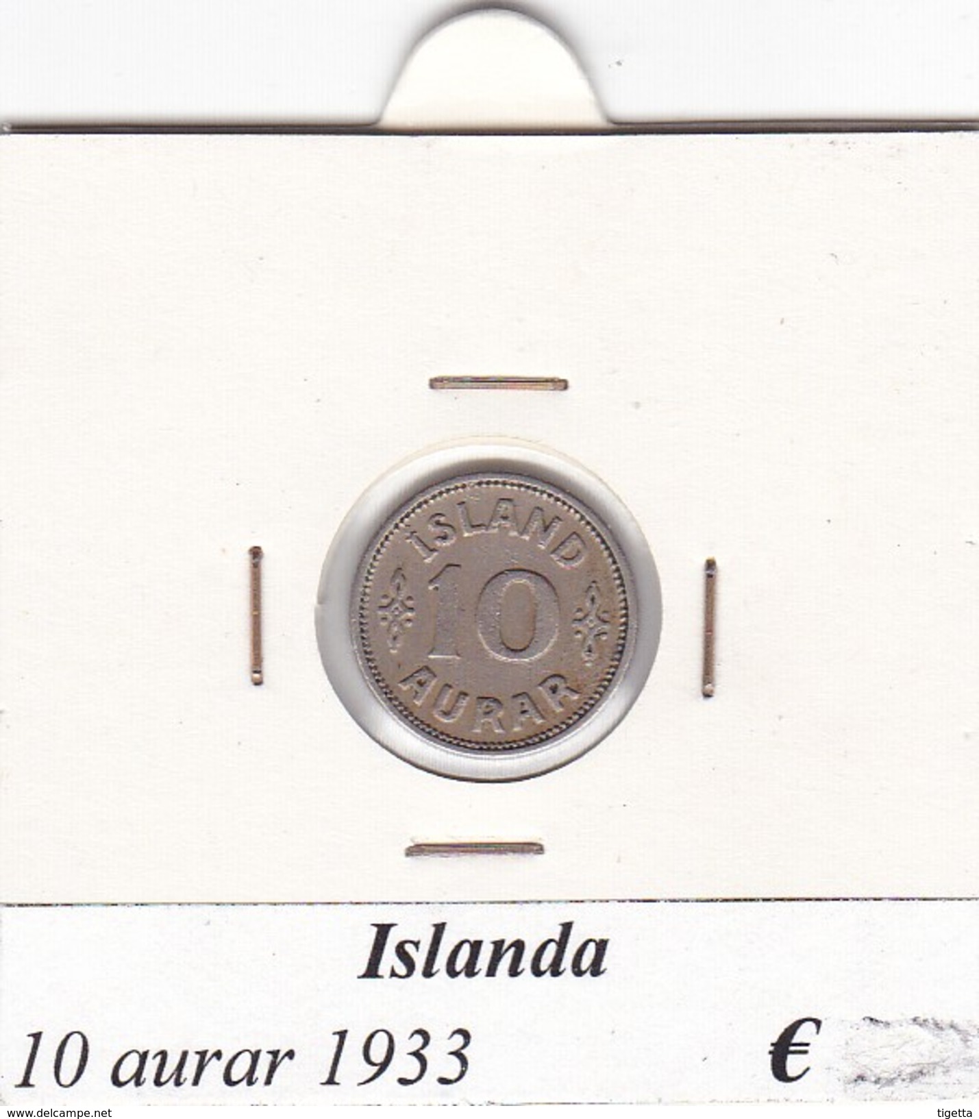 ISLANDA   10 AURAR   ANNO 1933  COME DA FOTO - Iceland