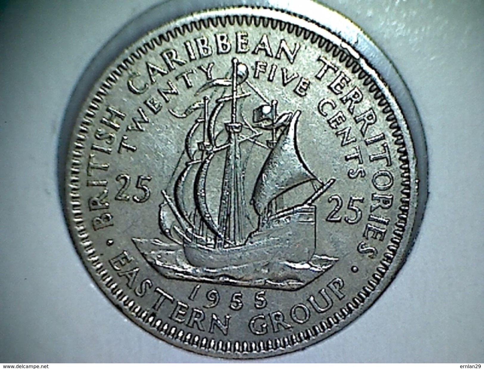 Caraibes De L'Est - Territoire Britannique 25 Cents 1955 - Caraibi Orientali (Stati Dei)