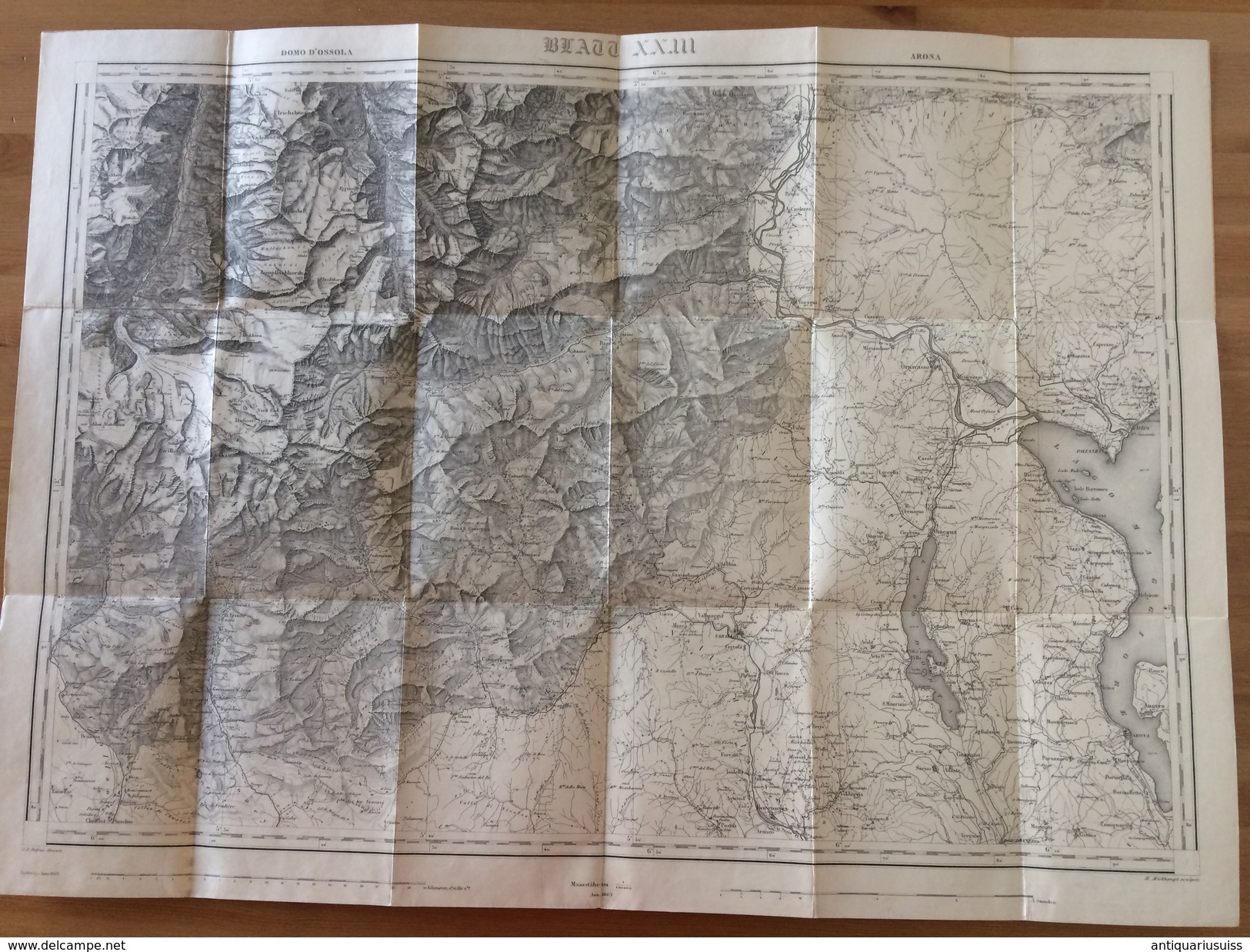 Carte Topographique De La SUISSE * BLAT XXIII * General G.H. Dufour - Ann.1862 - DOMO D'OSSOLA - ARONA - Cartes Topographiques