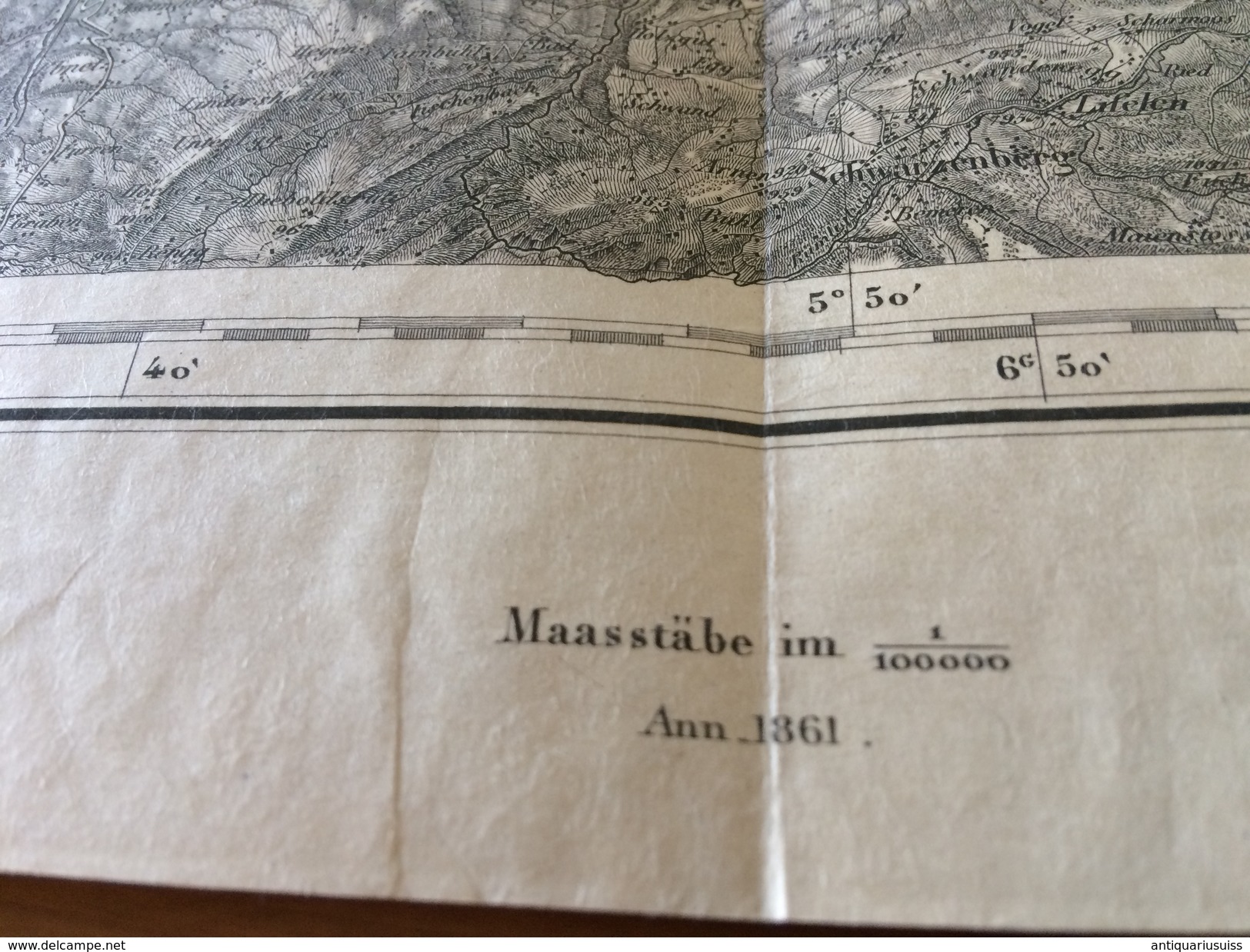 SCHWEIZ - Carte topographique de la SUISSE * BLAT VIII * General G.H. Dufour - Ann.1861 - AARAU LUCERN - ZUG ZÛRICH