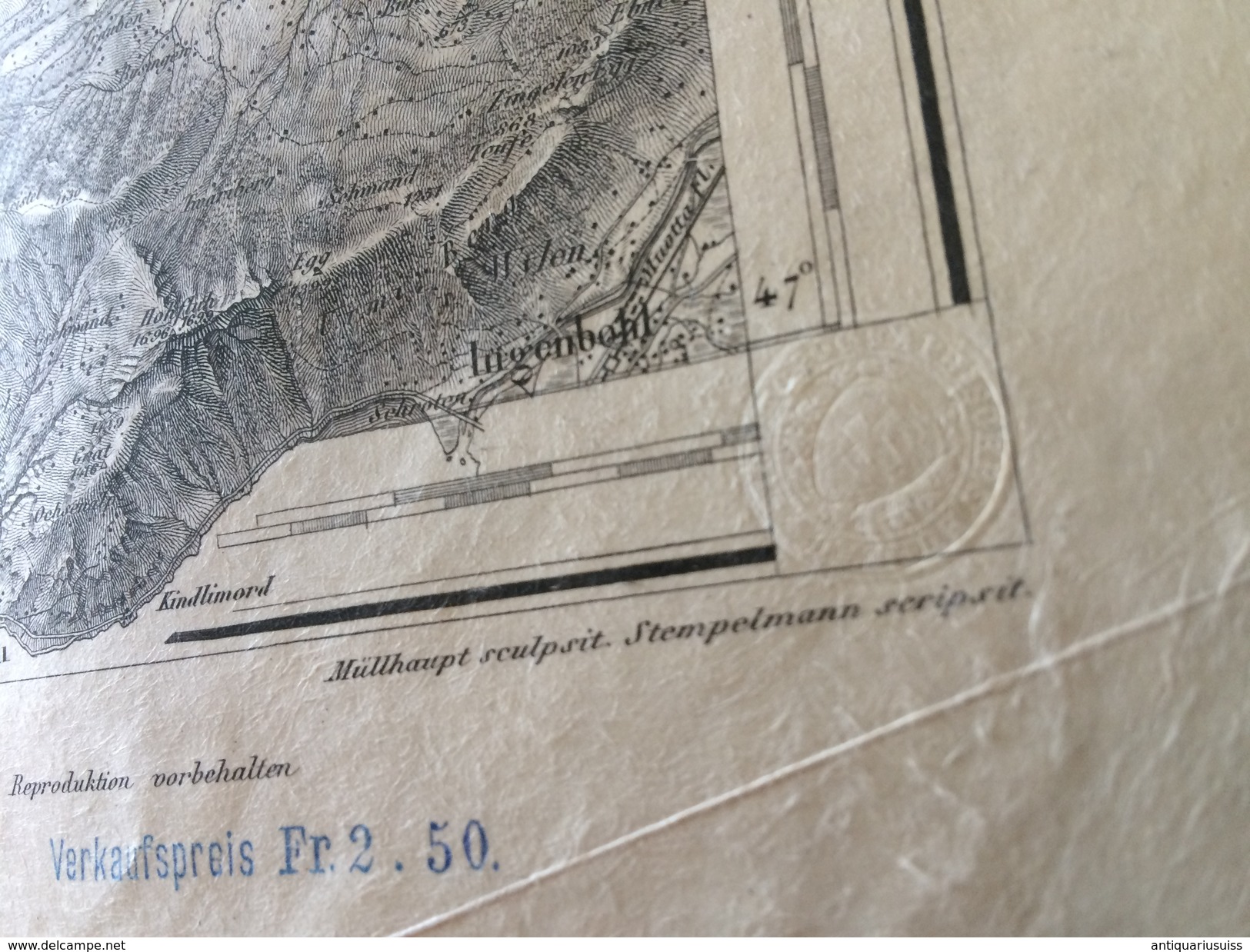 SCHWEIZ - Carte topographique de la SUISSE * BLAT VIII * General G.H. Dufour - Ann.1861 - AARAU LUCERN - ZUG ZÛRICH