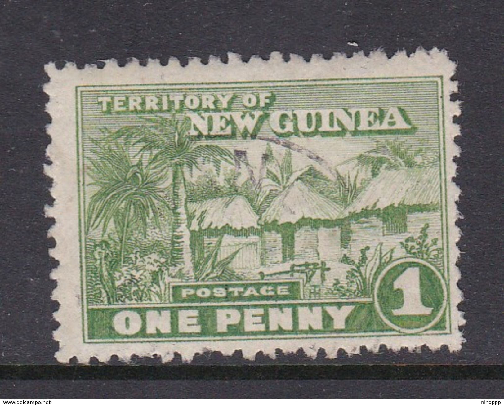 New Guinea SG 126 1925-28 Native Village One Penny Green Used - Papua New Guinea