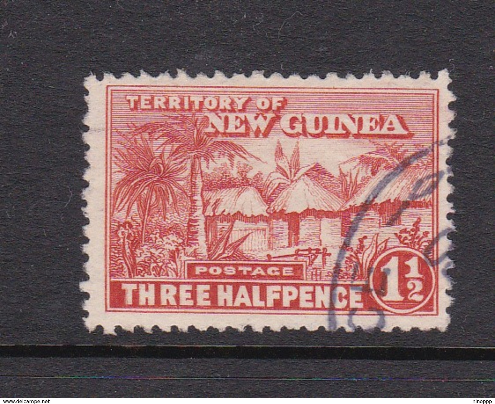 New Guinea SG 126a 1925-28 Native Village One And Half Penny Orange Vermillion Used - Papua New Guinea