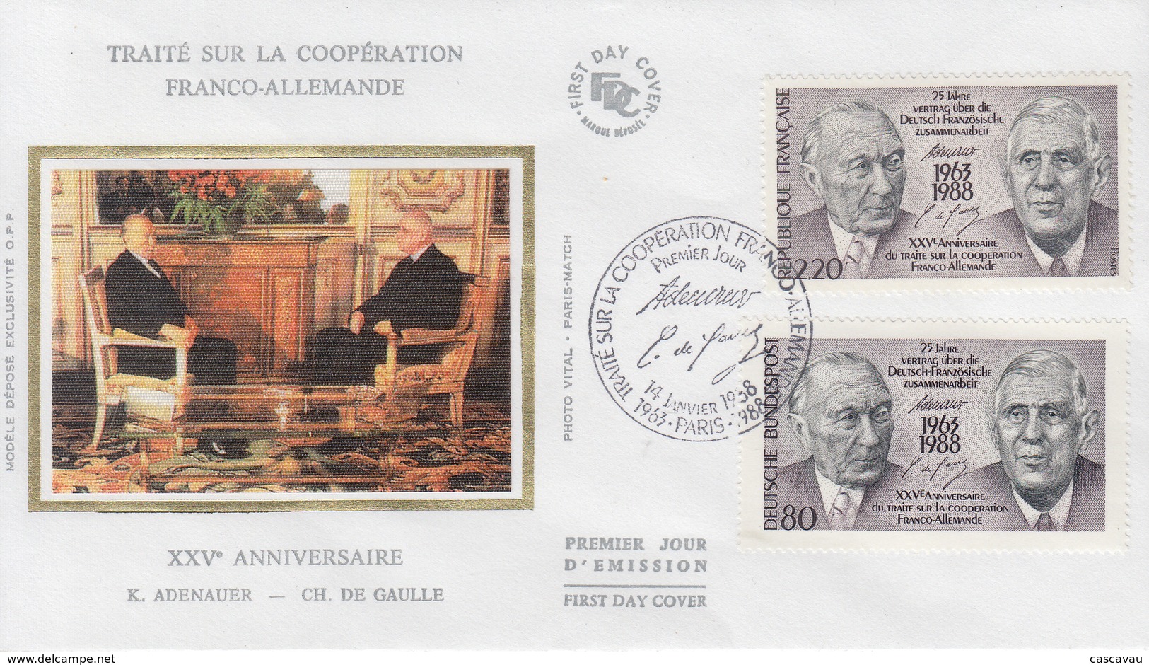 Enveloppe  FDC  1er  Jour   FRANCE - ALLEMAGNE    Emission  Commune   1988 - 1980-1989