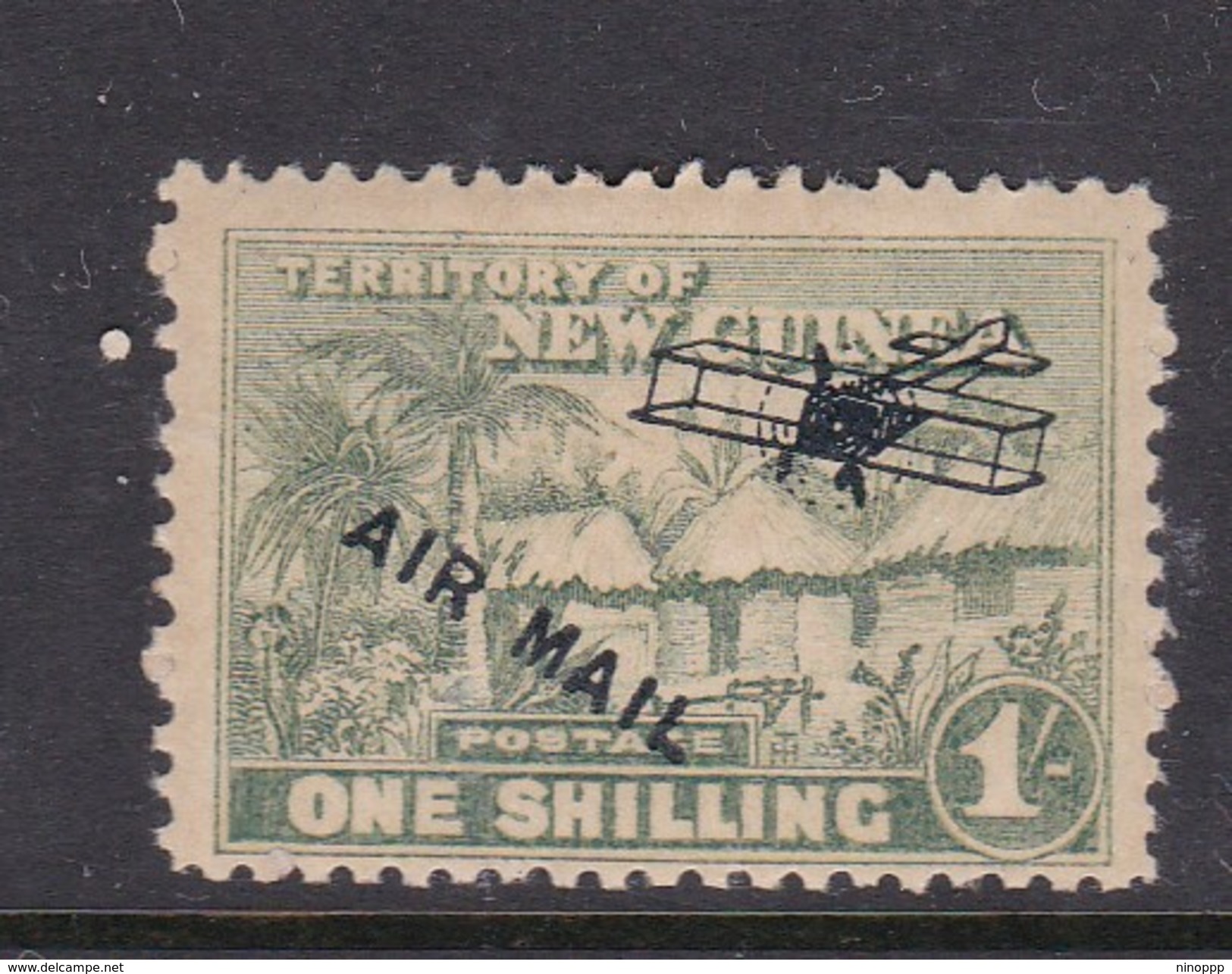 New Guinea SG 145 1925-28 Native Village One Shilling Air Mail Mint Hinged - Papua New Guinea