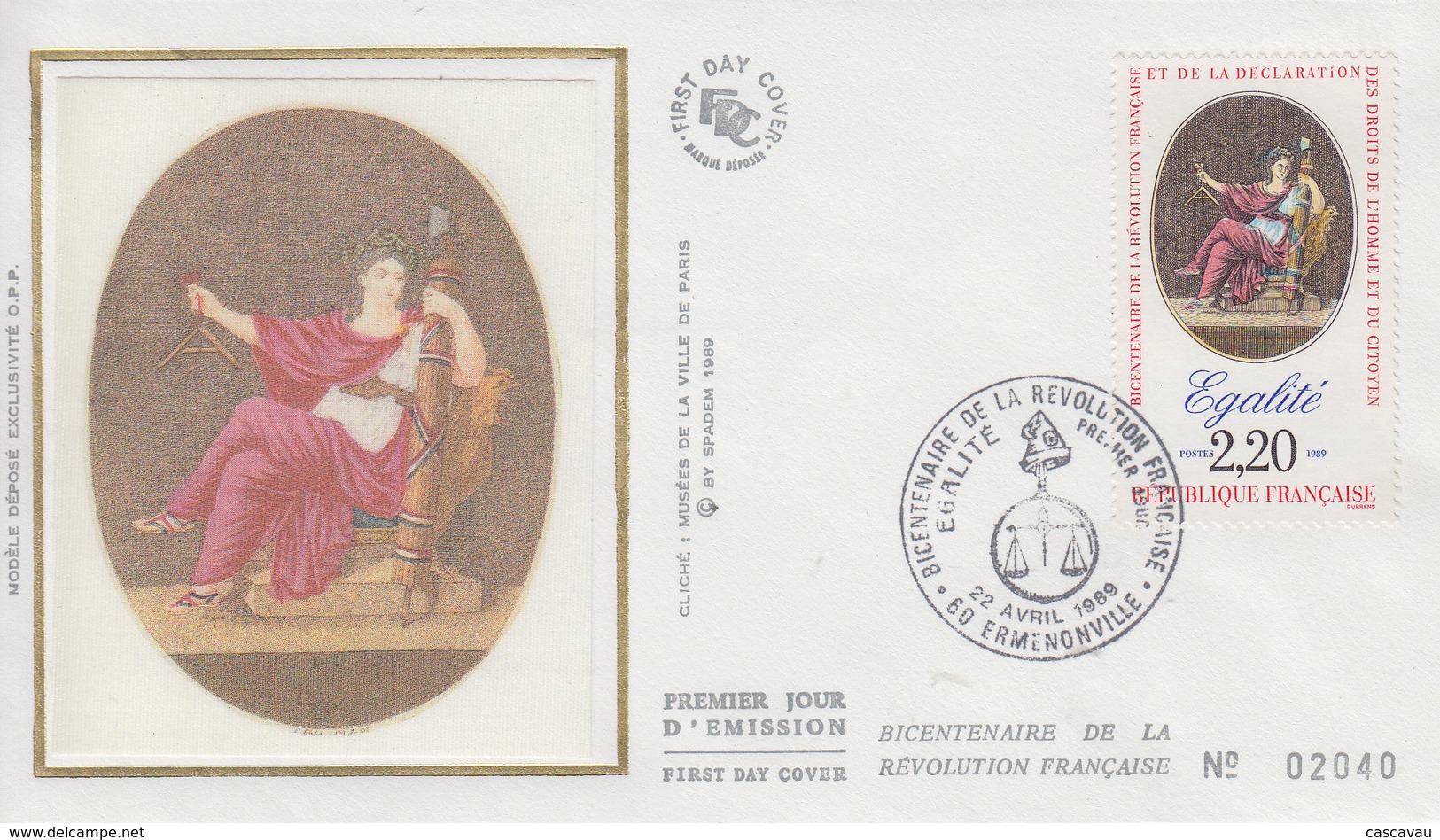 Enveloppe  FDC   1er  Jour   Bicentenaire  De  La   REVOLUTION    ERMENONVILLE    1989 - 1980-1989