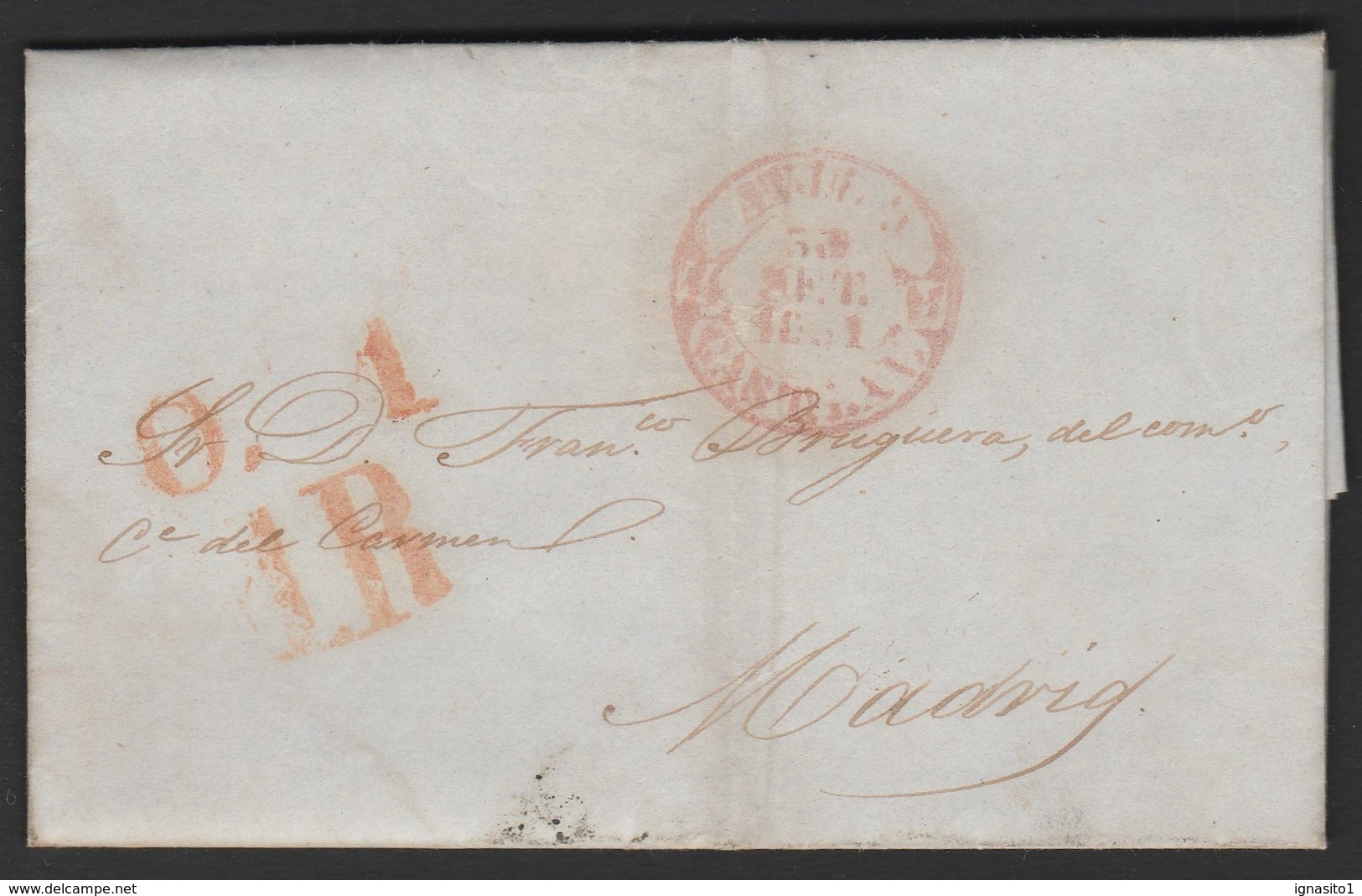 1851 Prefilatelia Sobreescrito Baeza Avila - Castilla Y Leon - ...-1850 Prefilatelia