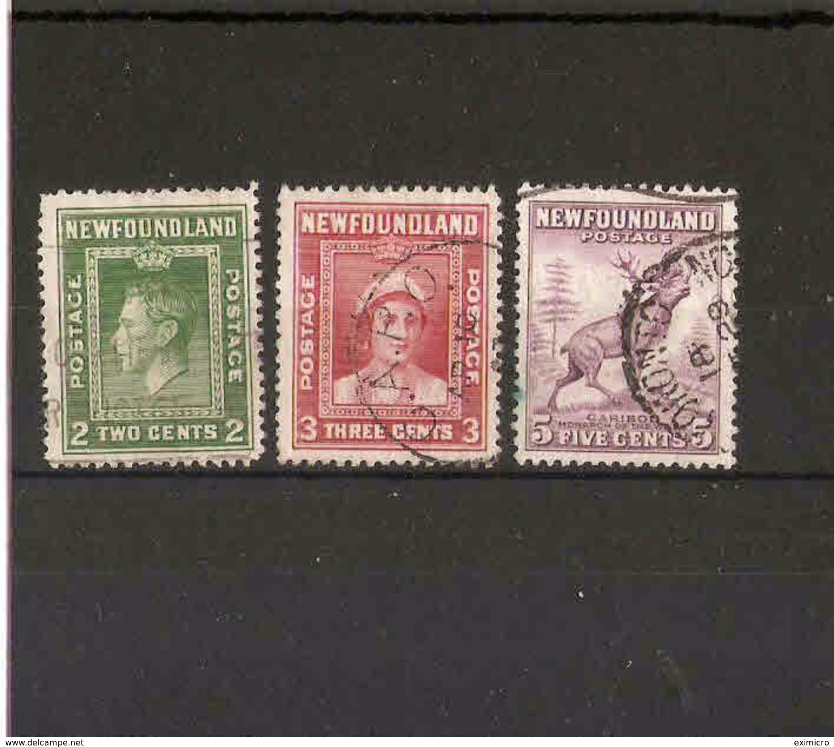 NEWFOUNDLAND 1941 - 1942 2c, 3c, 5c SG 277, 278, 280a PERF 12½ FINE USED - 1908-1947