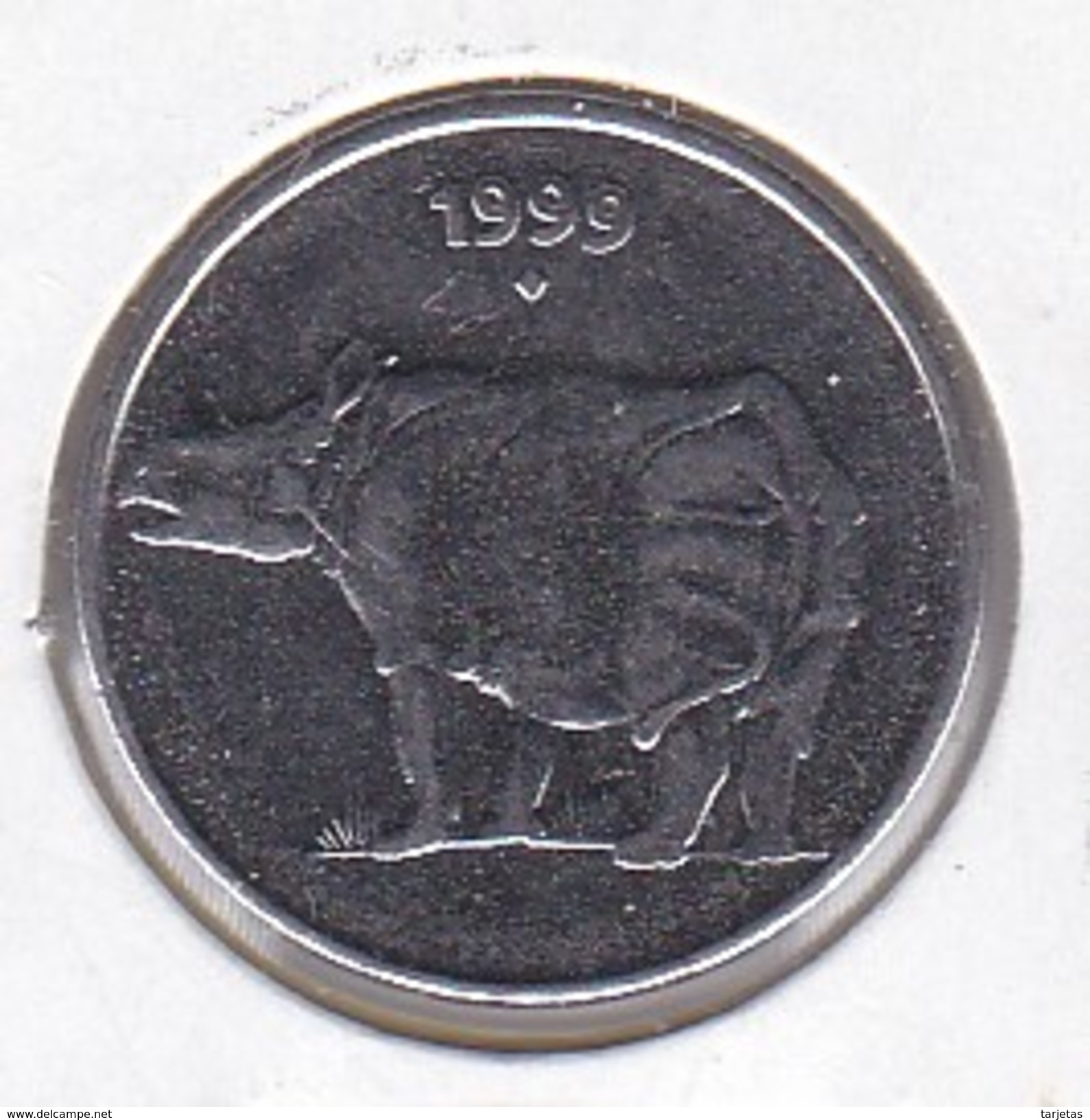 MONEDA DE LA INDIA DE 25 PAISE DEL AÑO 1999 CON UN RINOCERONTE (RHINO) (COIN) SIN CIRCULAR-UNCIRCULATED - India