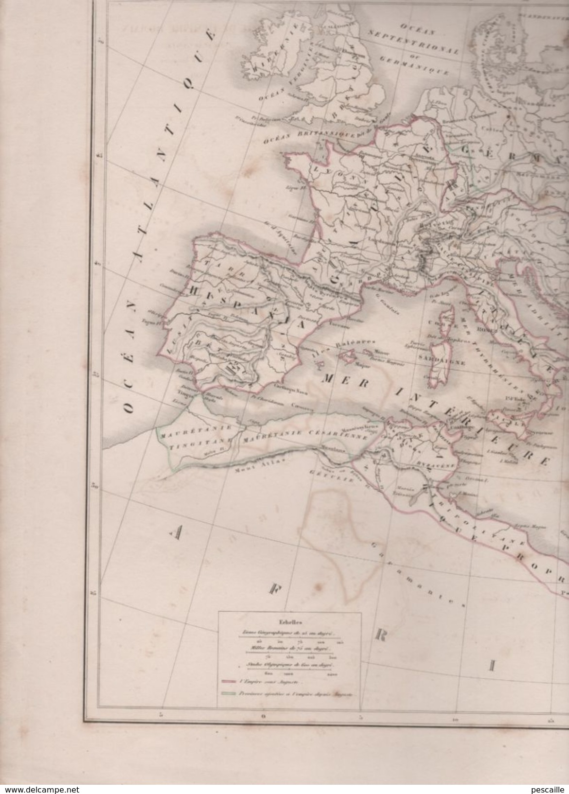 CARTE DE L'EMPIRE ROMAIN SOUS AUGUSTE DRESSEE PAR L. DUSSIEUX EN 1849 - Geographical Maps