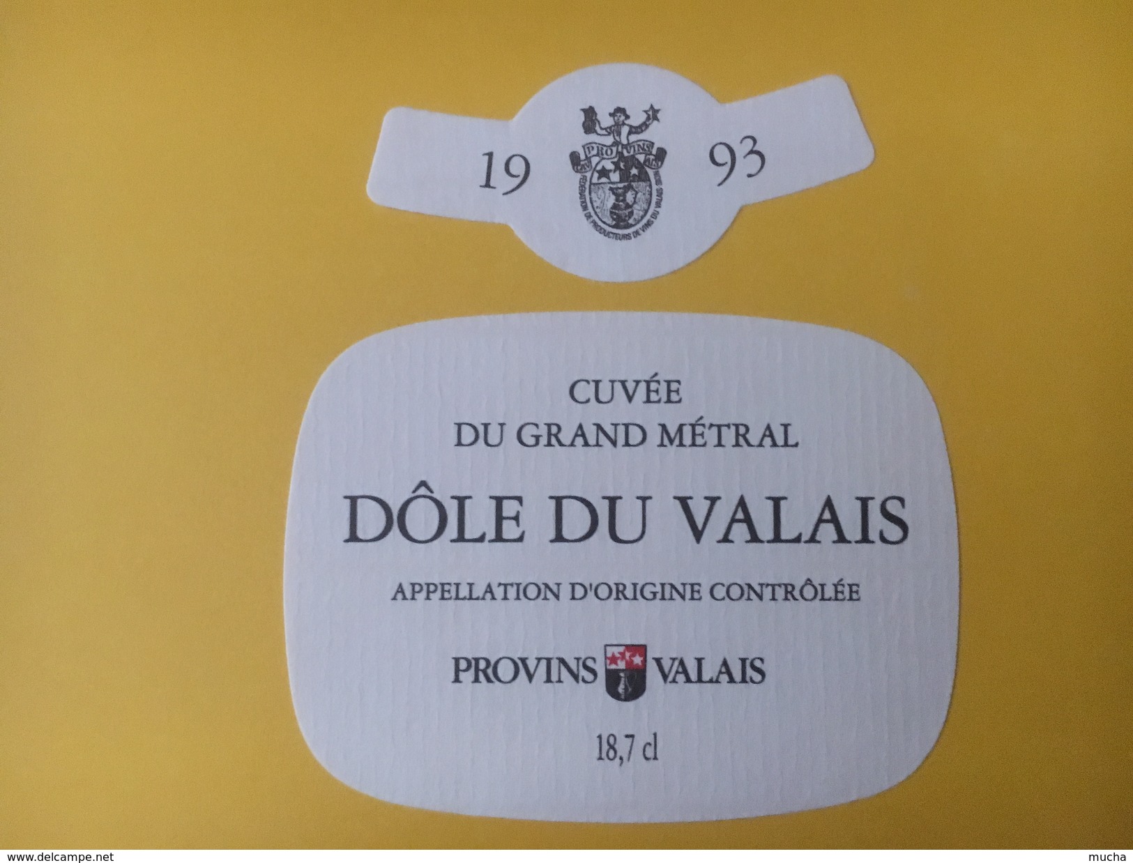 4289 - Dôle 1993 Cuvée Du Grand Métral Valais Suisse 18.7 Cl Petite étiquette - Autres & Non Classés