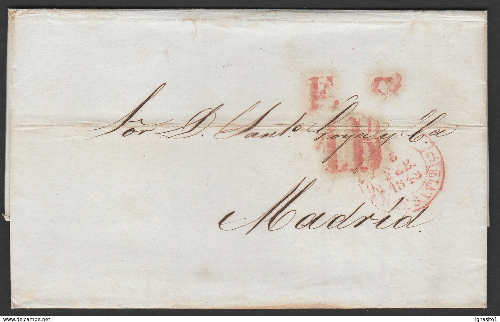 1849 Prefilatelia Sobreescrito Baeza  Santander - Cantabria - ...-1850 Prefilatelia