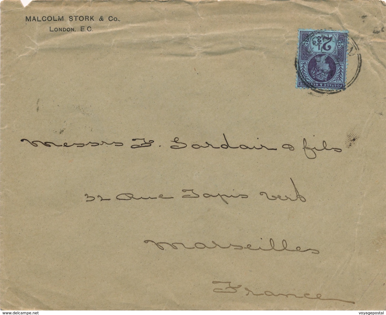 Lettre London Postage Revenue Pour Marseille France - Storia Postale