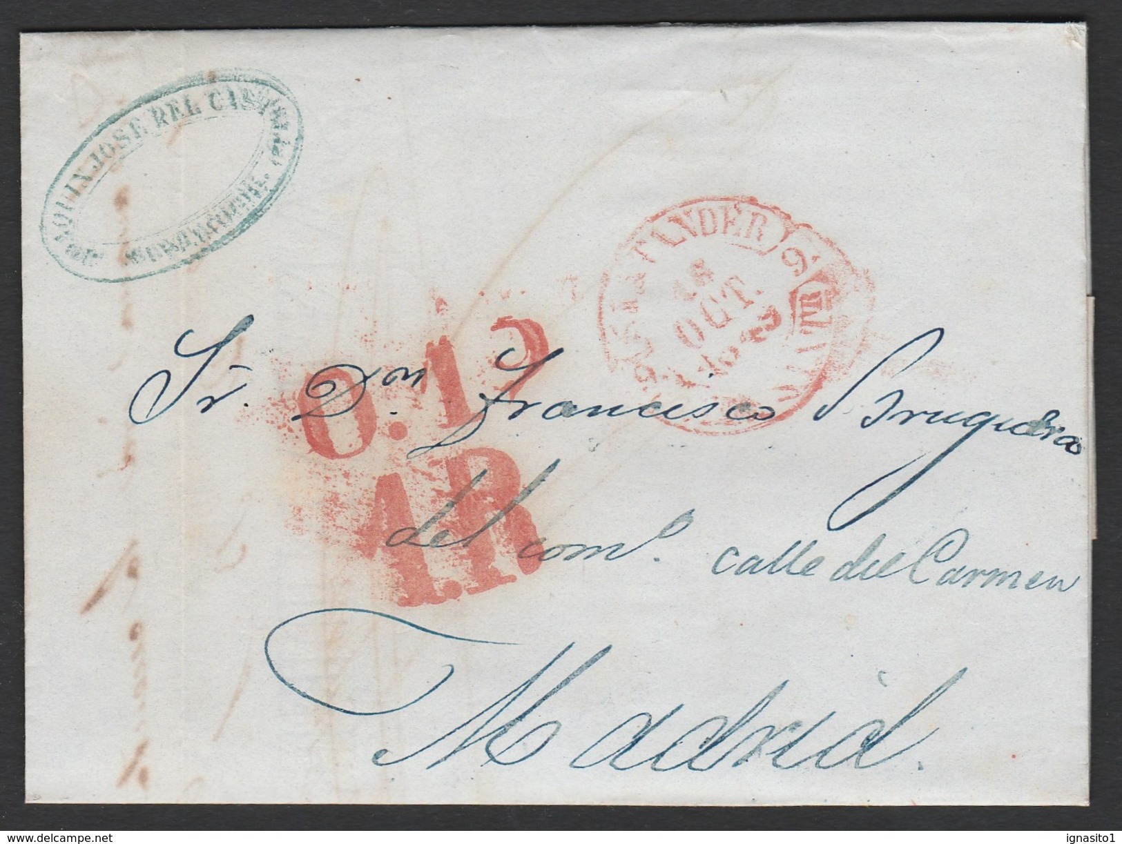 1849 Prefilatelia Sobreescrito Baeza Santander - Cantabria - ...-1850 Prefilatelia