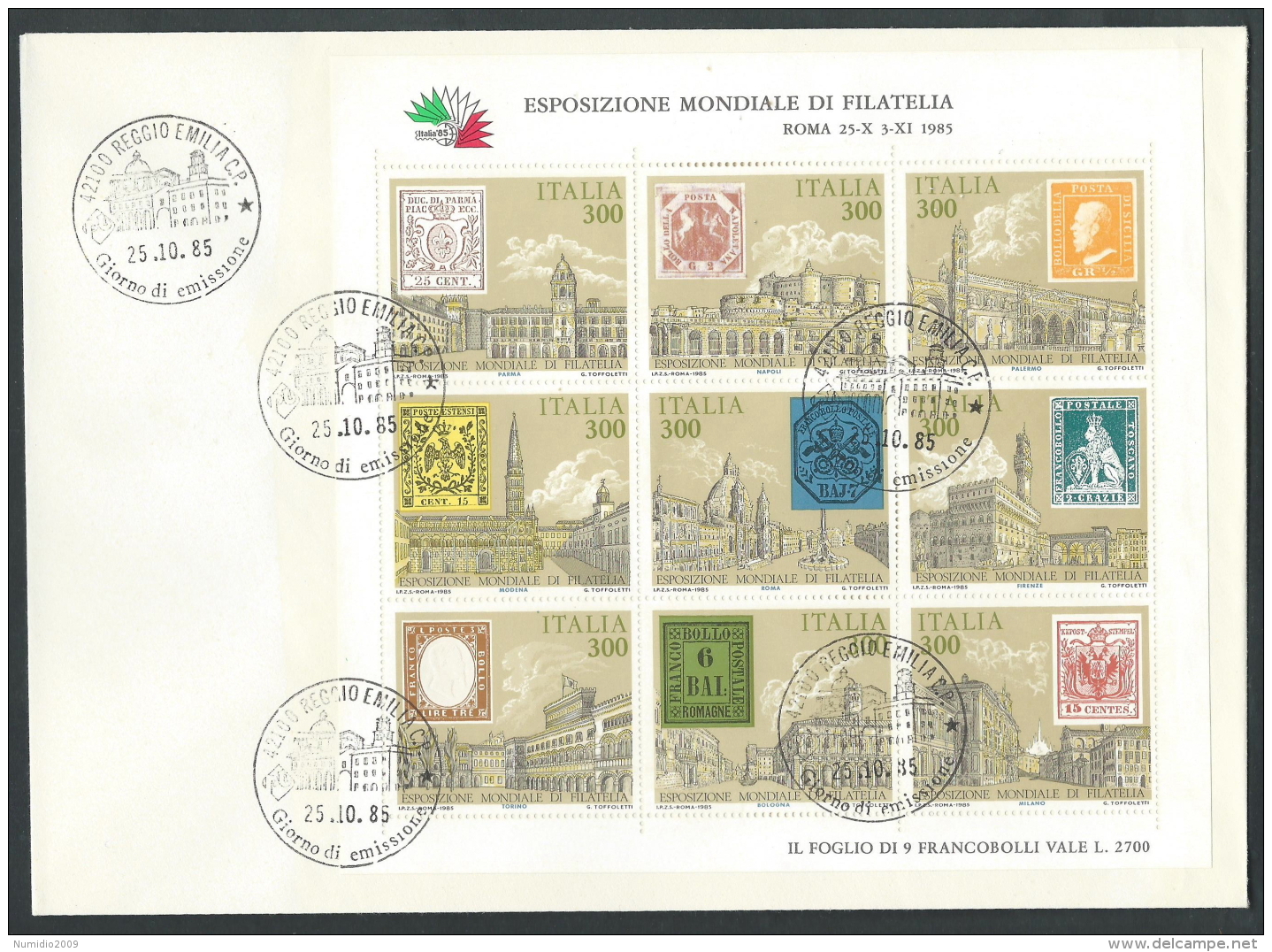 1985 ITALIA FDC FOGLIETTO ANTICHI STATI NO TIMBRO ARRIVO - BF - FDC