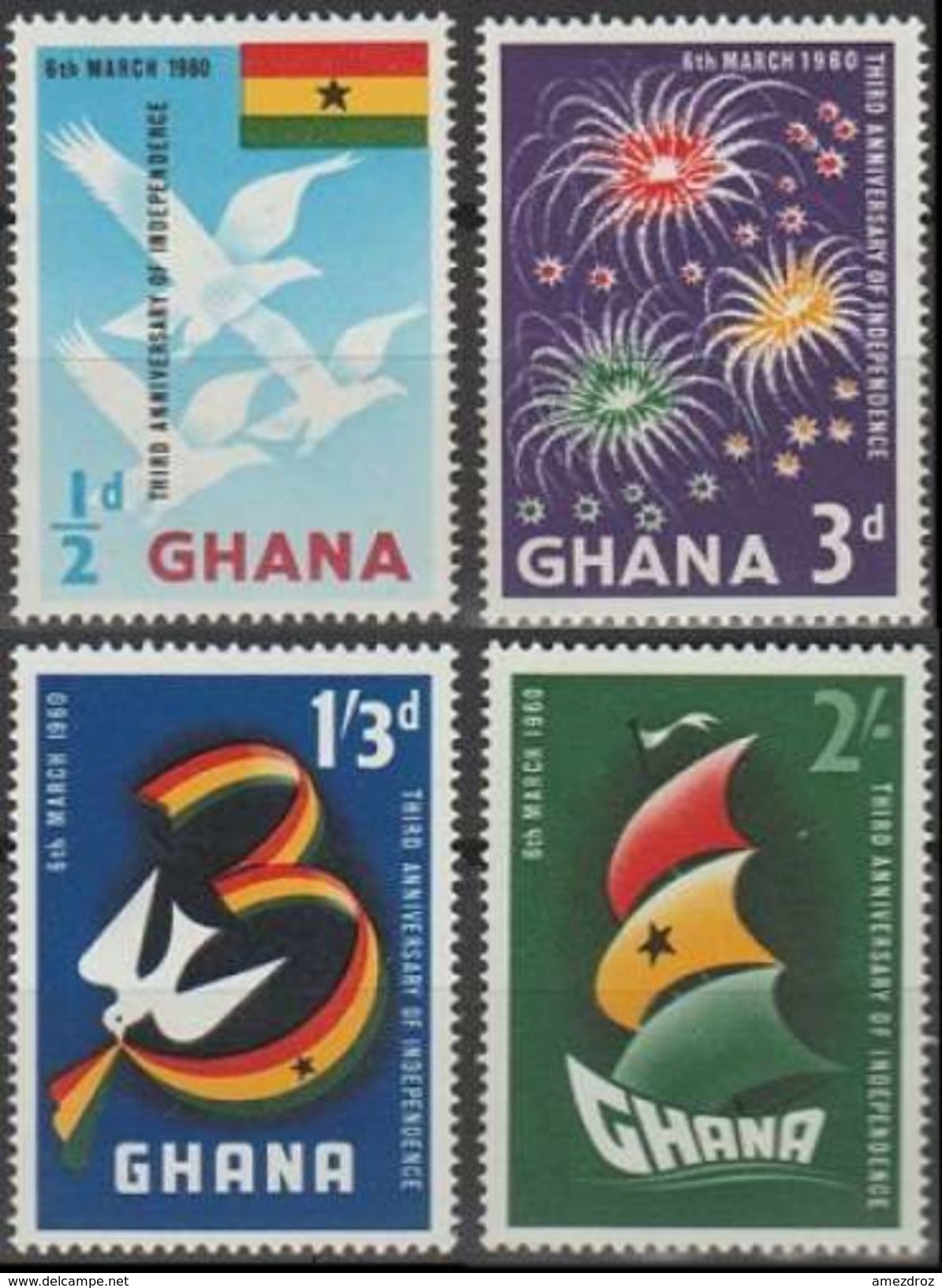 Ghana Dominion Britanique 1960 N°64-67  NMH, 3° Anniversaire De L'indépendance (E15) - Ghana (1957-...)