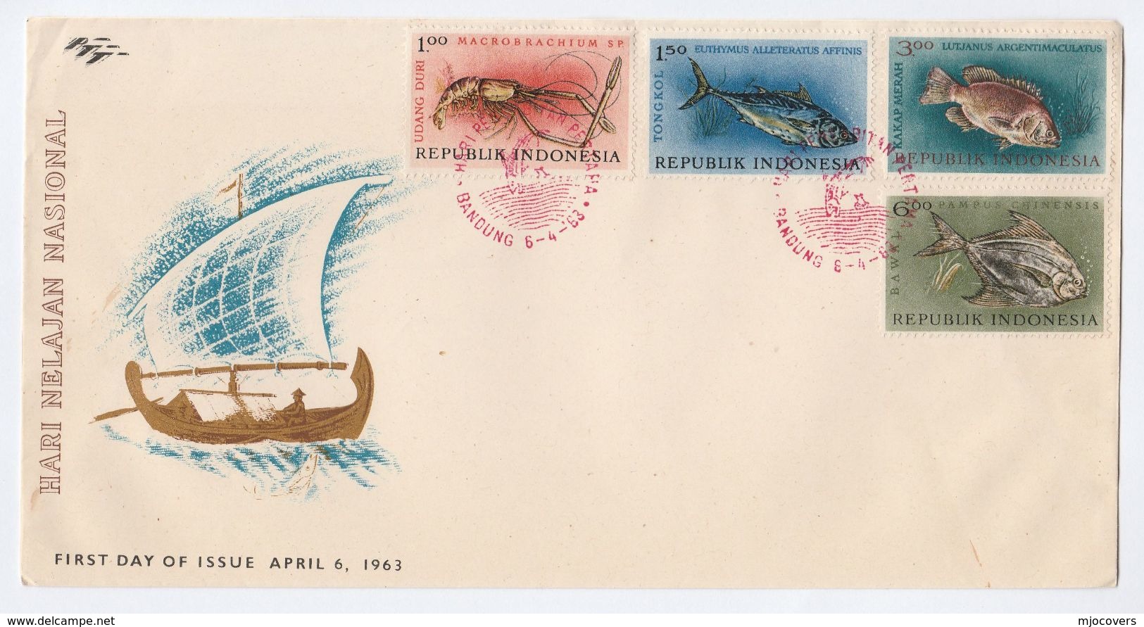 1963  INDONESIA FDC Stamps FISH Cover - Indonesia