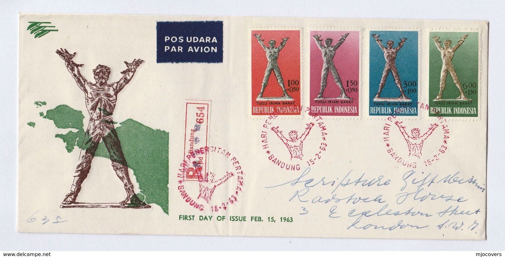 1963 REGISTERED Air Mail INDONESIA FDC Stamps WEST IRIAN Cover - Indonesia