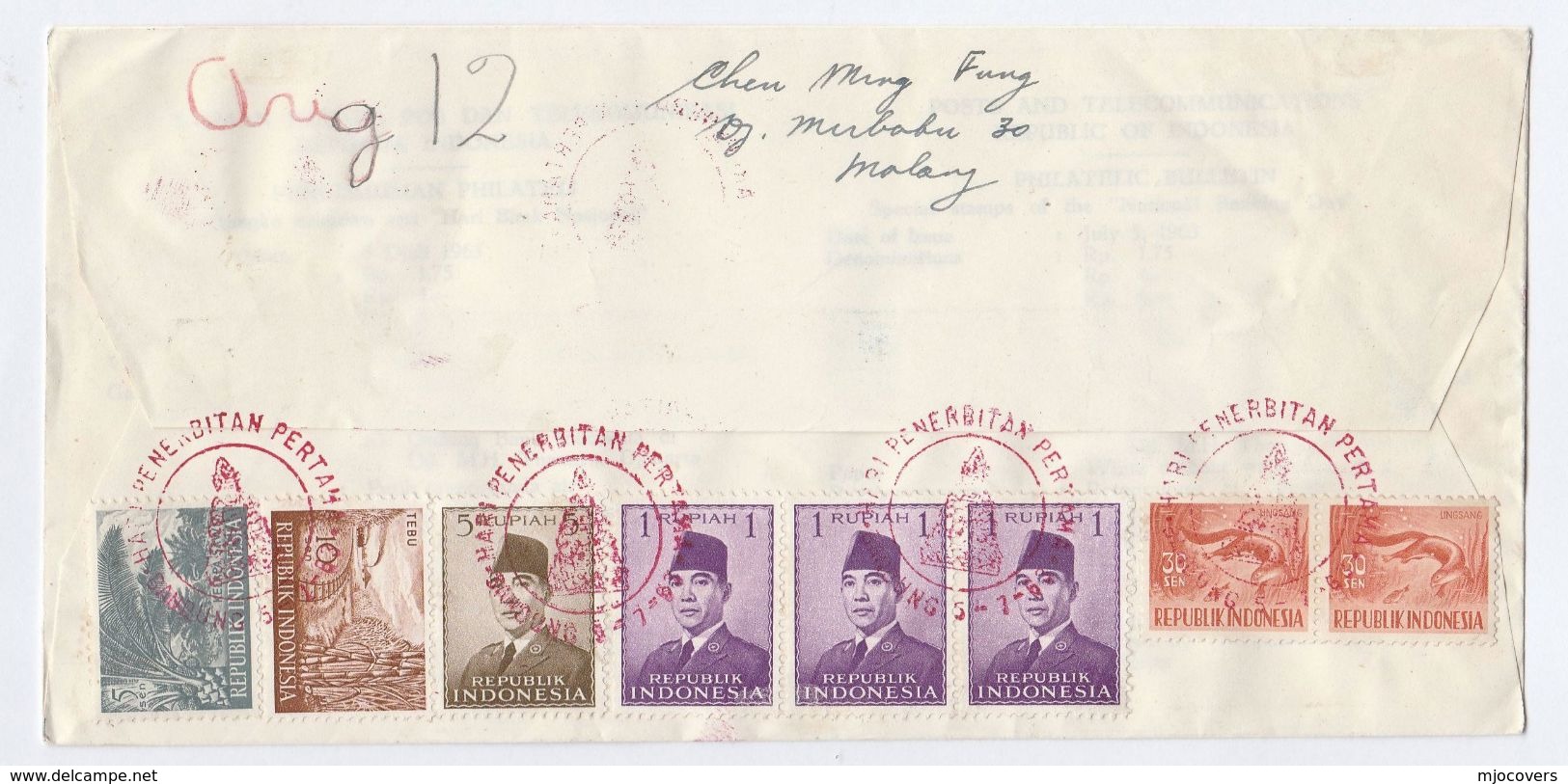 1963 REGISTERED Air Mail INDONESIA FDC Stamps HARI BANK  Cover  Banking Finance - Indonesia