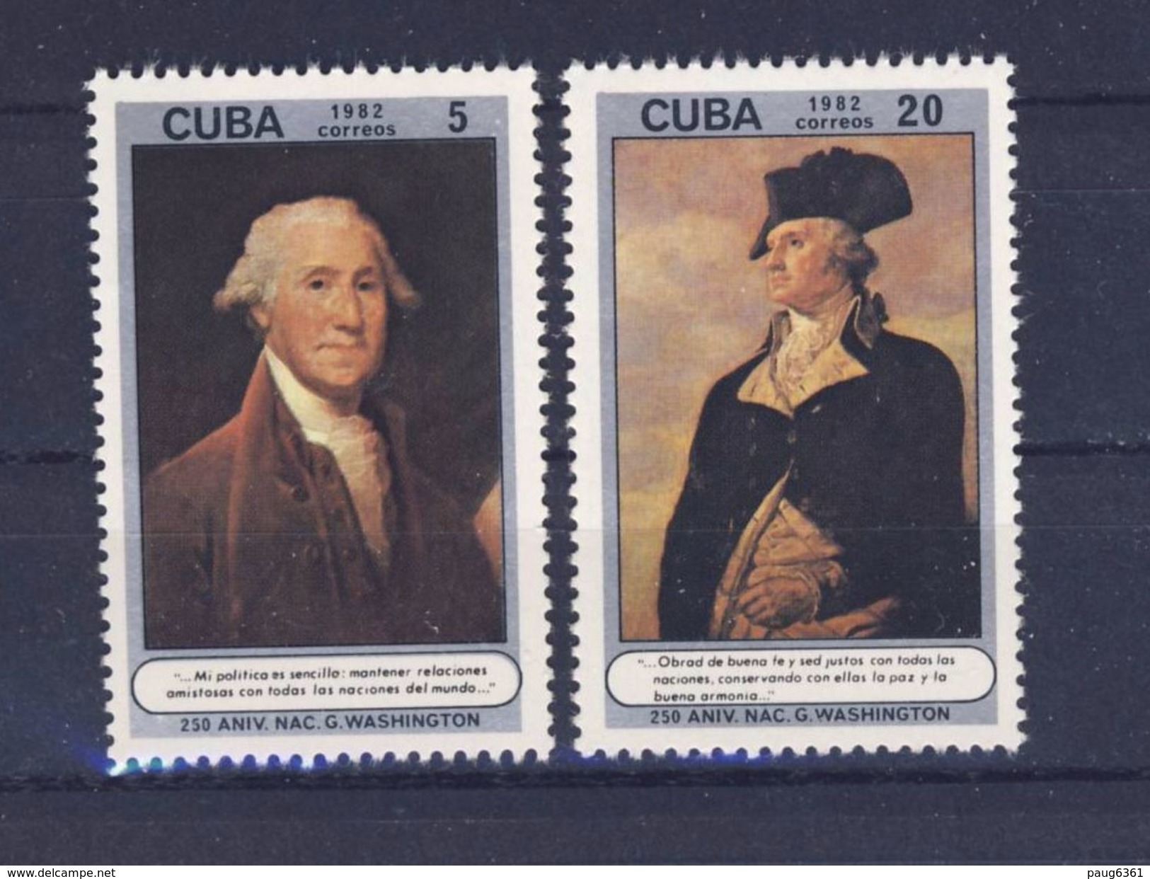 CUBA 1982 GEORGE WASHINGTON  YVERT N°2406/07  NEUF MNH** - George Washington