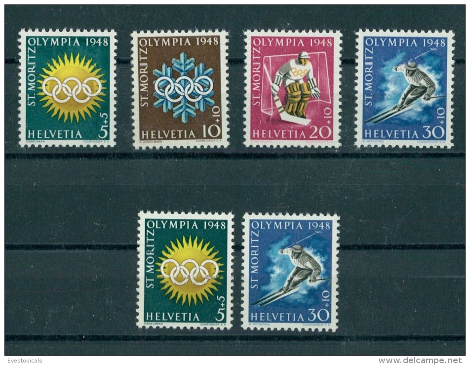 SWITZERLAND WINTER OLYMPIC GAMES 1948, BOTH GUM TYPES - Hiver 1948: St-Moritz