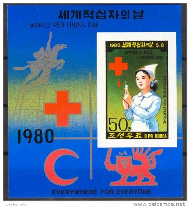 NORTH KOREA, RED CROSS 1980 S.S. IMPERFORATED, NH! - Corea Del Sur