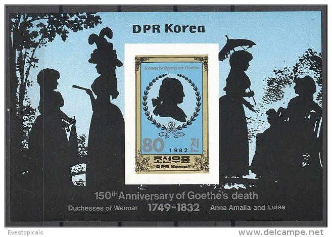 NORTH KOREA, GOETHE SOUVENIR SHEET 1982 MNH - Corée Du Nord