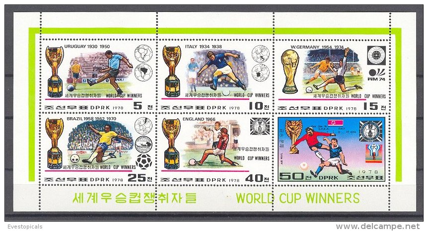 NORTH KOREA, WORLD CUP WINNERS, MINISHEET NEVER - Corée Du Nord