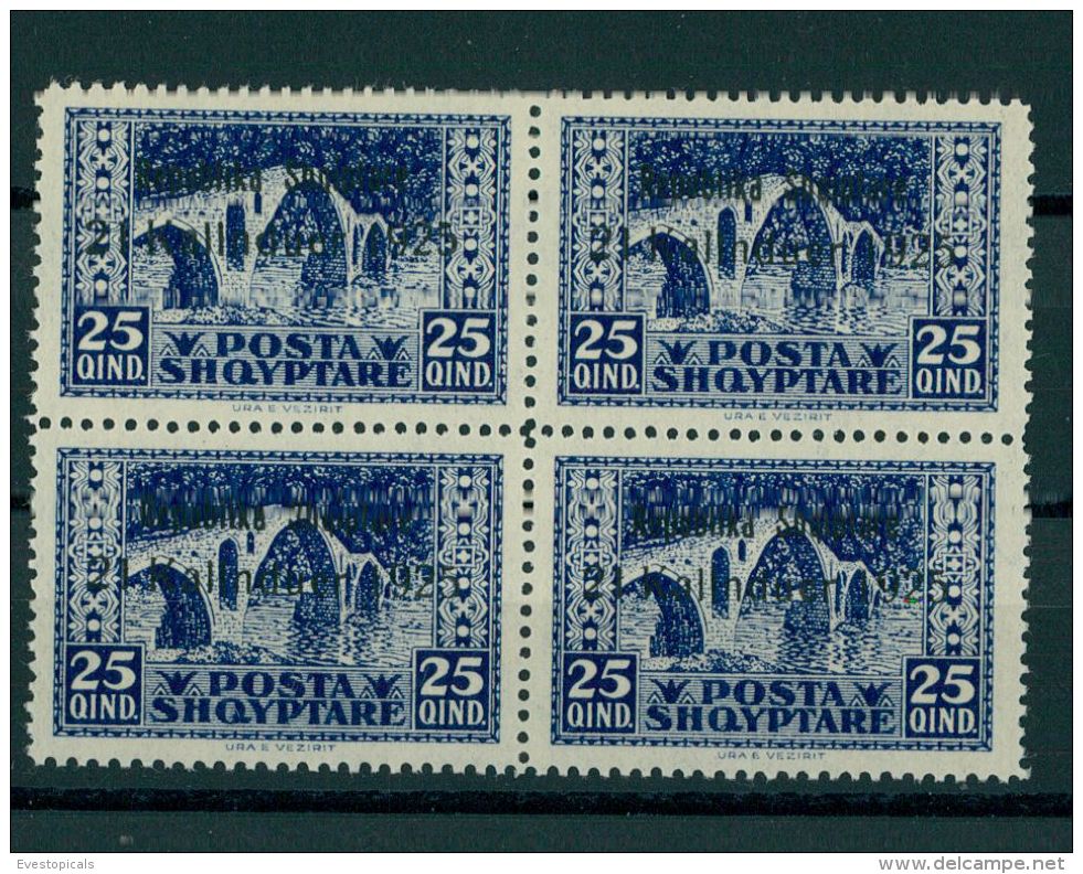 ALBANIA, 25 QUINDAR REPUBLIC PROVISIONAL 1925, BLo4 NH - Albanie