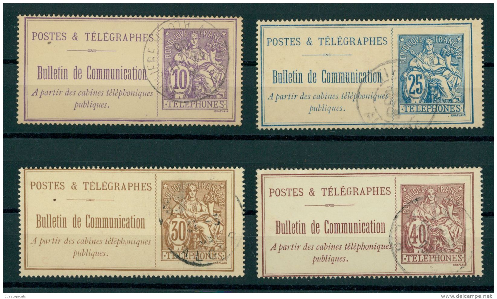 FRANCE, 4 DIFFERENT TELEPHONE STAMPS 1900-06 USED - Telegraaf-en Telefoonzegels