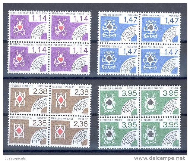 FRANCE, PRECANCEL STAMPS "PLAY CARDS", 1984 IN BLOCKS O 4 **! - Non Classés