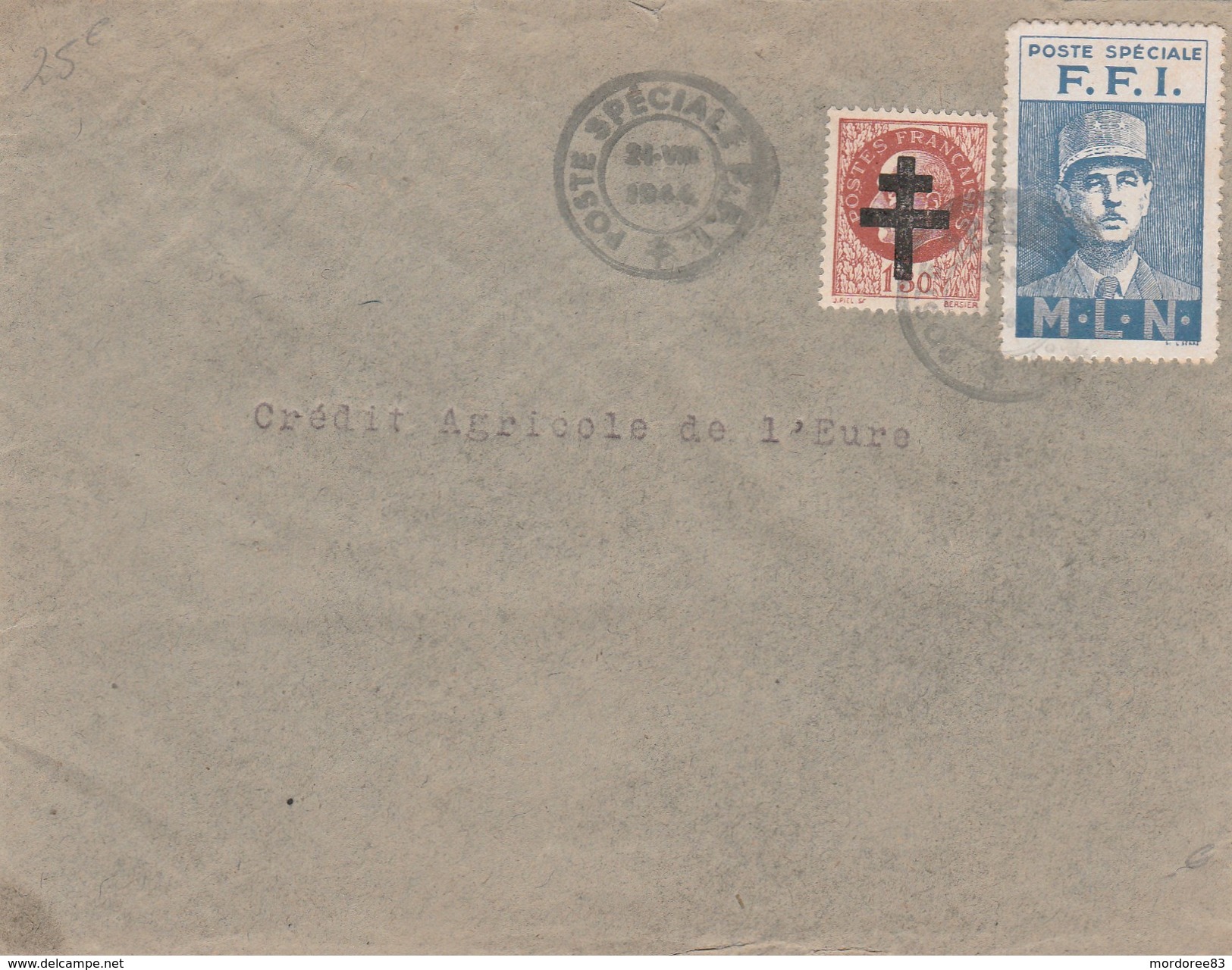 FRANCE POSTE SPECIALE LIBERATION FFI DE PARIS SUR LETTRE 21 AOUT 1944 - TDA203 - Lettres & Documents