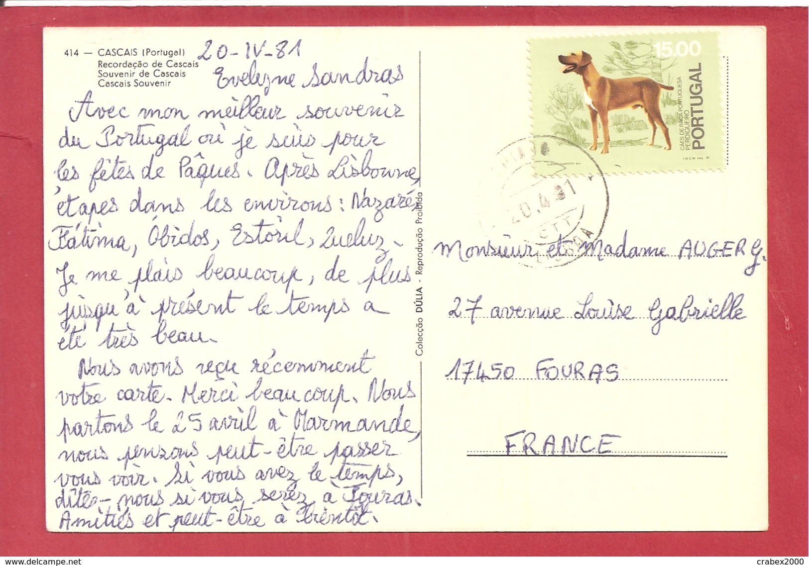 Y&T N°1503 LISBONE Vers  FRANCE 19815  2 SCANS - Lettres & Documents