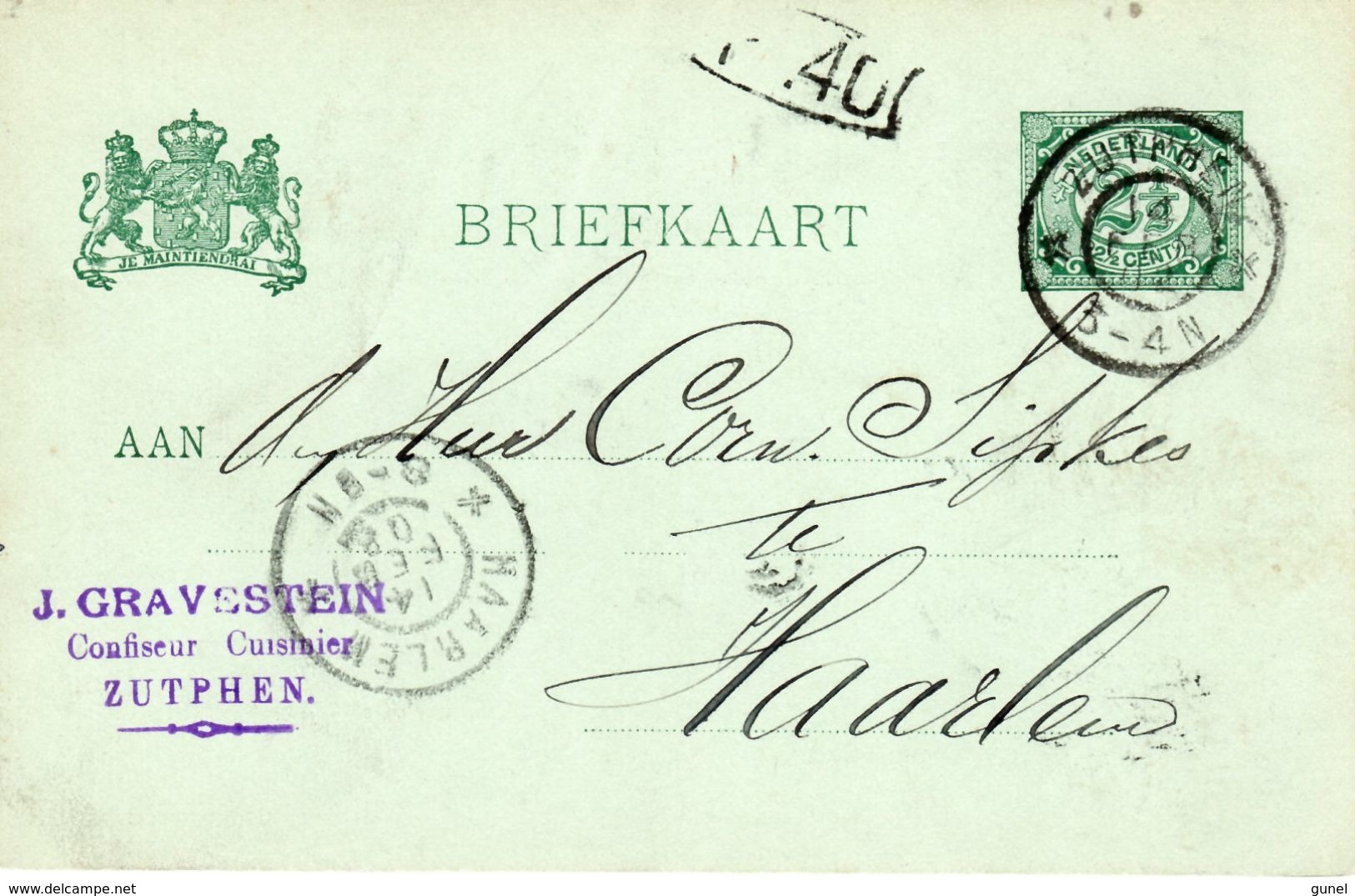 1902 Br.k. Met Firmalogo Van ZUTPHEN Naar Haarlem - Poststempels/ Marcofilie