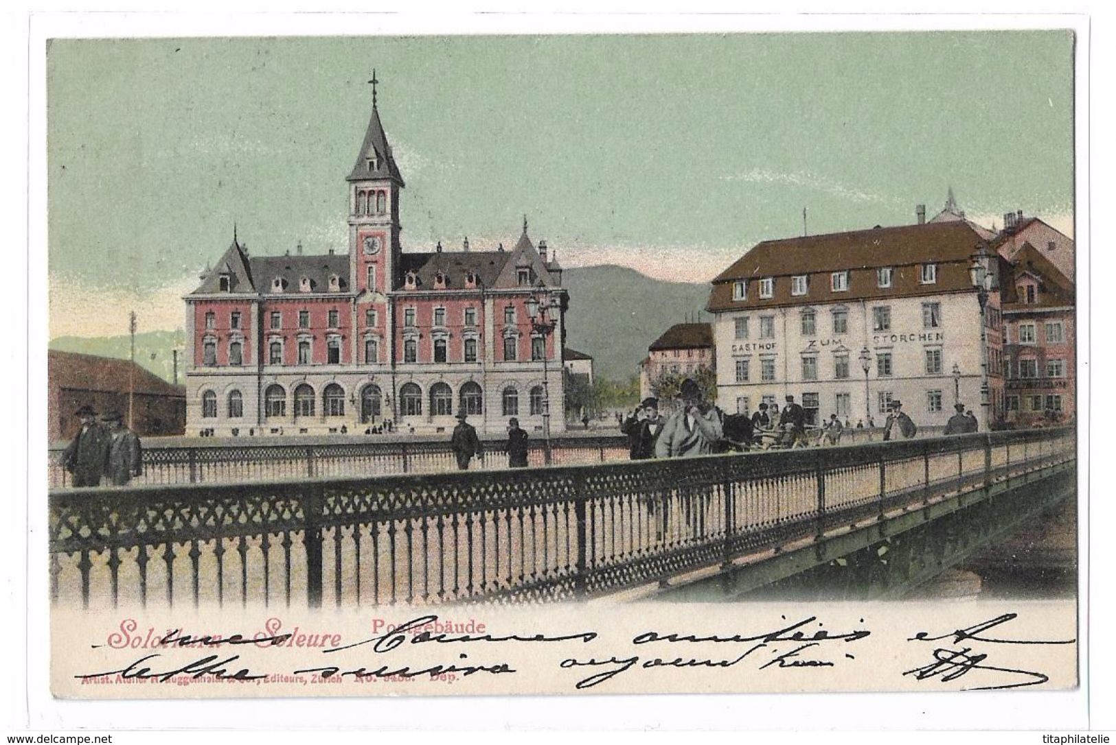 CPA Précurseur Suisse Soleure Solothurn Postgebäude Circulée 1903 Dos Simple - Soleure