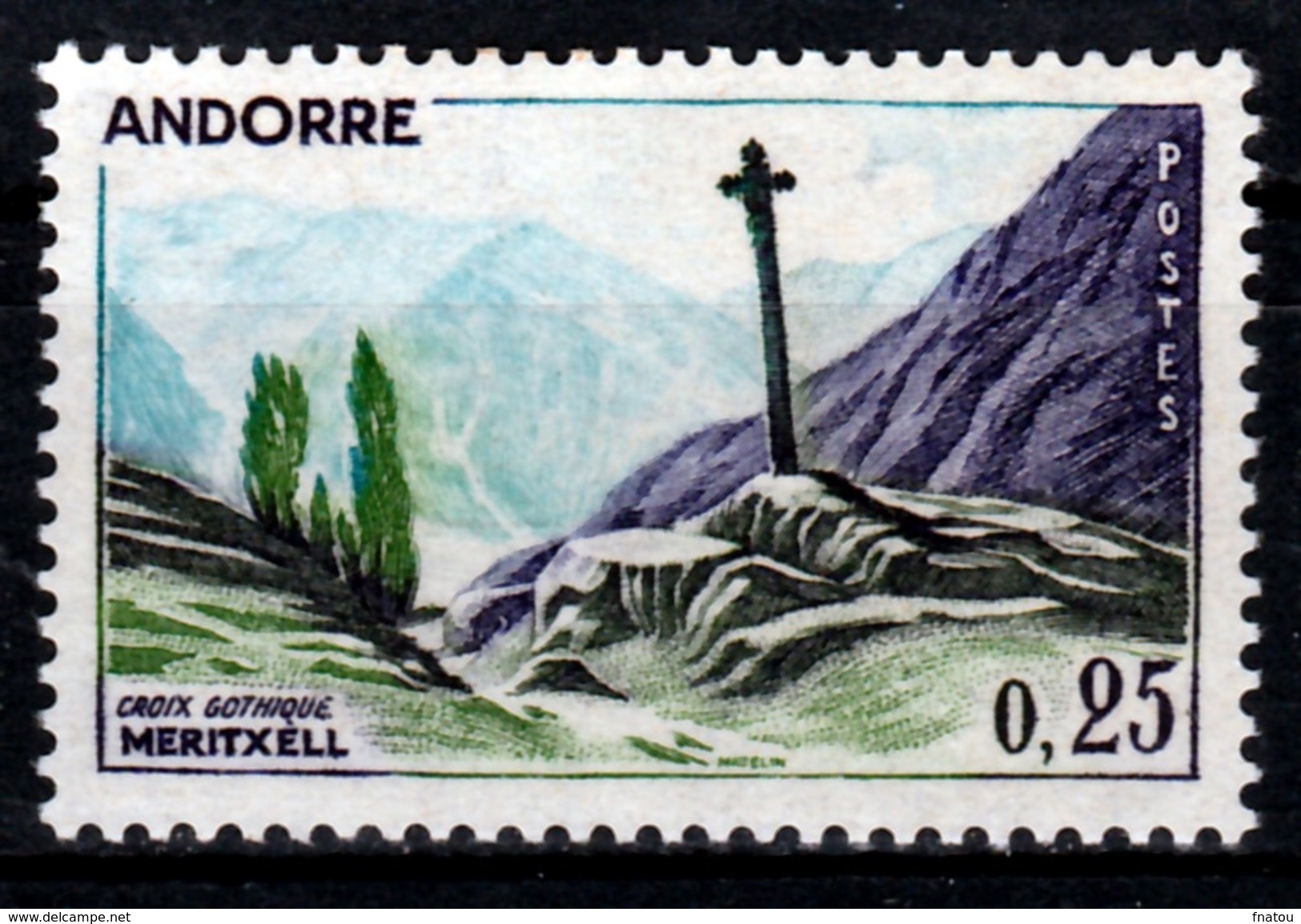 Andorra (French Adm.), Gothic Cross Of Meritxell, 25c., 1961, MNH VF - Unused Stamps