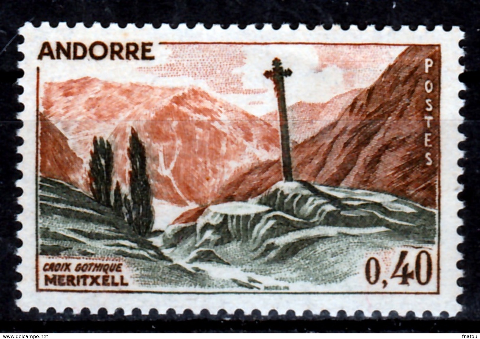 Andorra (French Adm.), Gothic Cross Of Meritxell, 40c., 1961, MNH VF - Unused Stamps