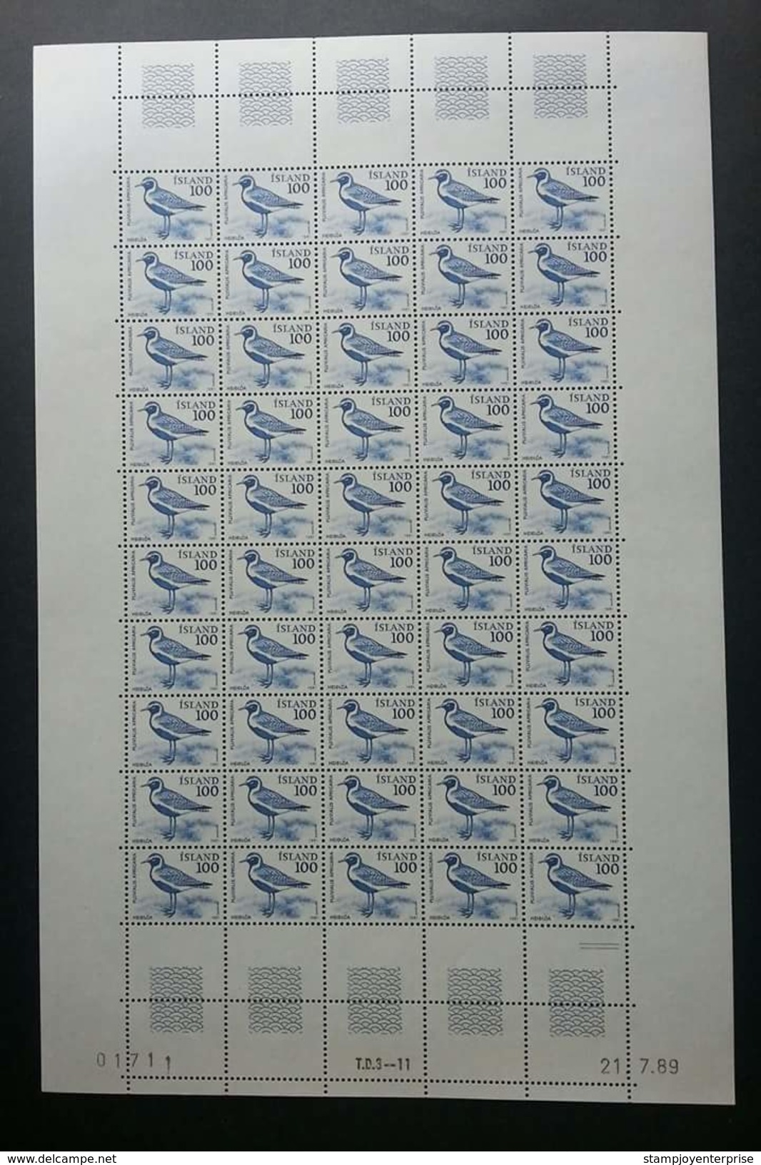Iceland Definitive Birds 1981 Bird (sheetlet) MNH *recess Effect *unfolded - Storia Postale