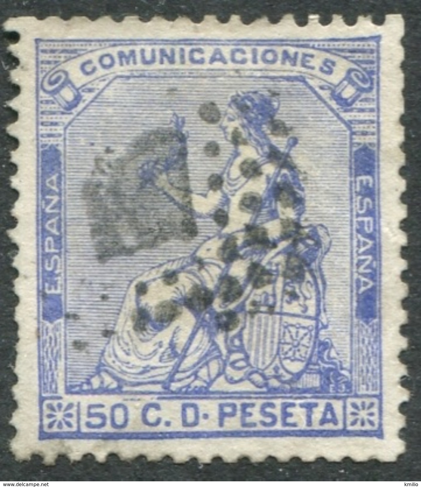 Ed 137 50 Centimos Azul De 1873 En Usado - Oblitérés