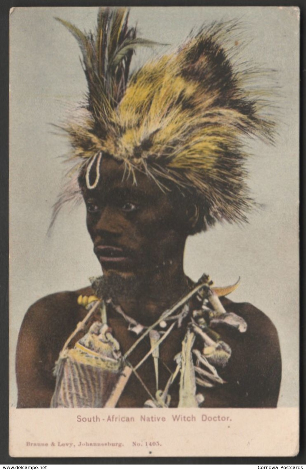 South African Native Witch Doctor, C.1905-10 - Braune & Levy Postcard - Africa