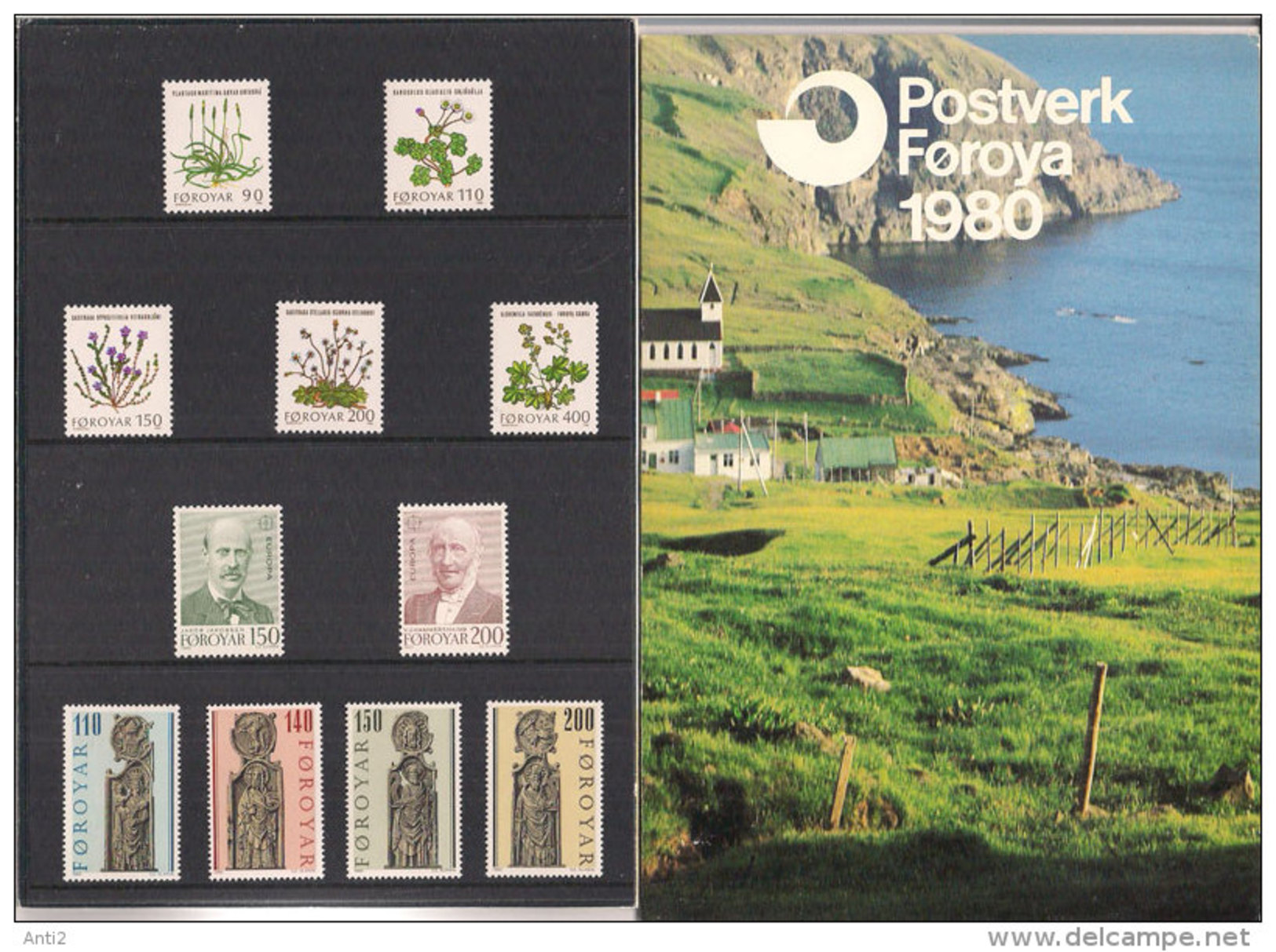 Faroe Islands 1980 Full Yearset, Flowers, Europa, Kirkjubøur, Mi 48-58  MNH(**) - Féroé (Iles)