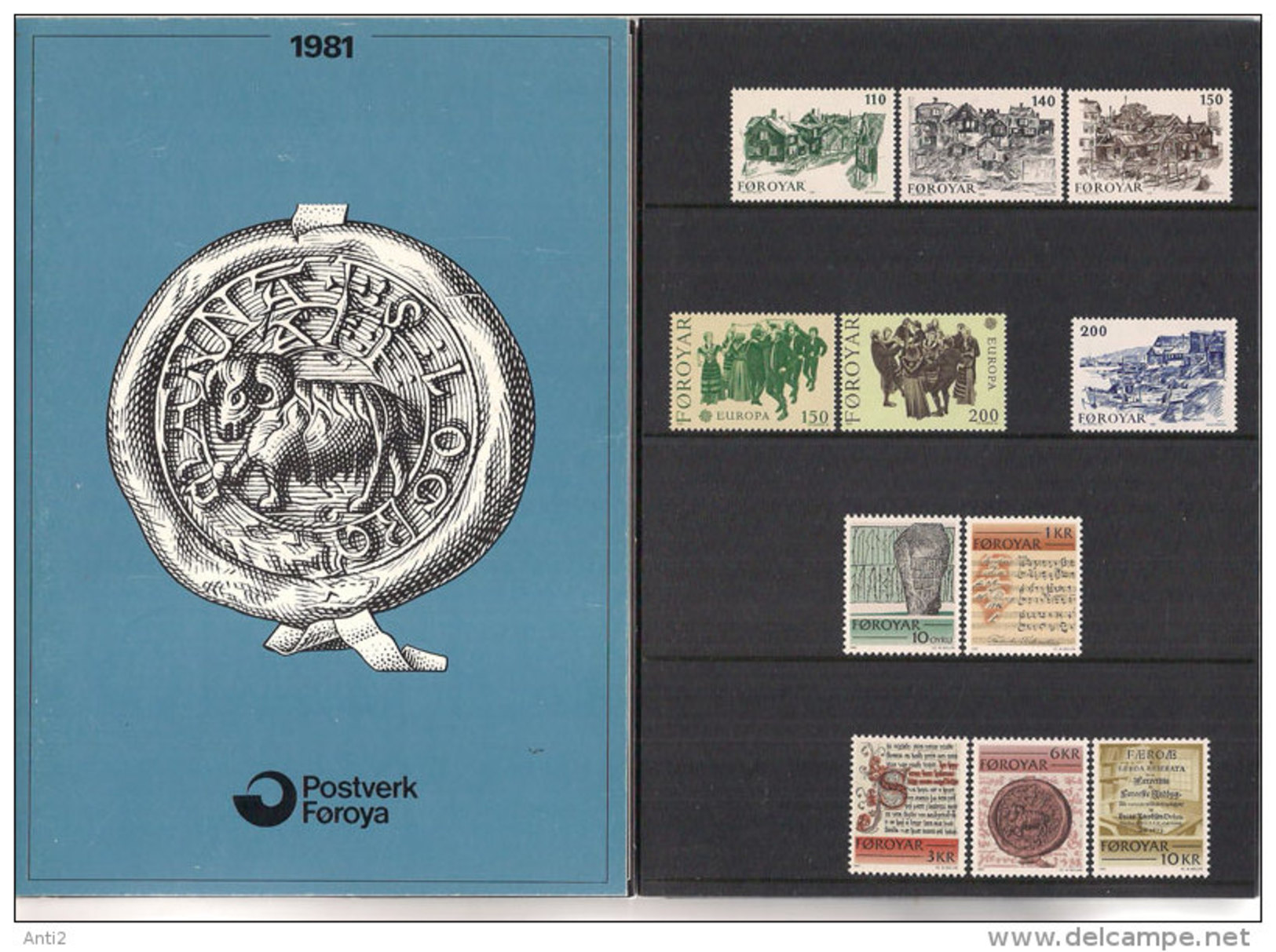 Faroe Islands 1981 Full Yearset, Old Torshavn, Europa Folklore, Historic Papers, Mi 59-69  MNH(**) - Faroe Islands