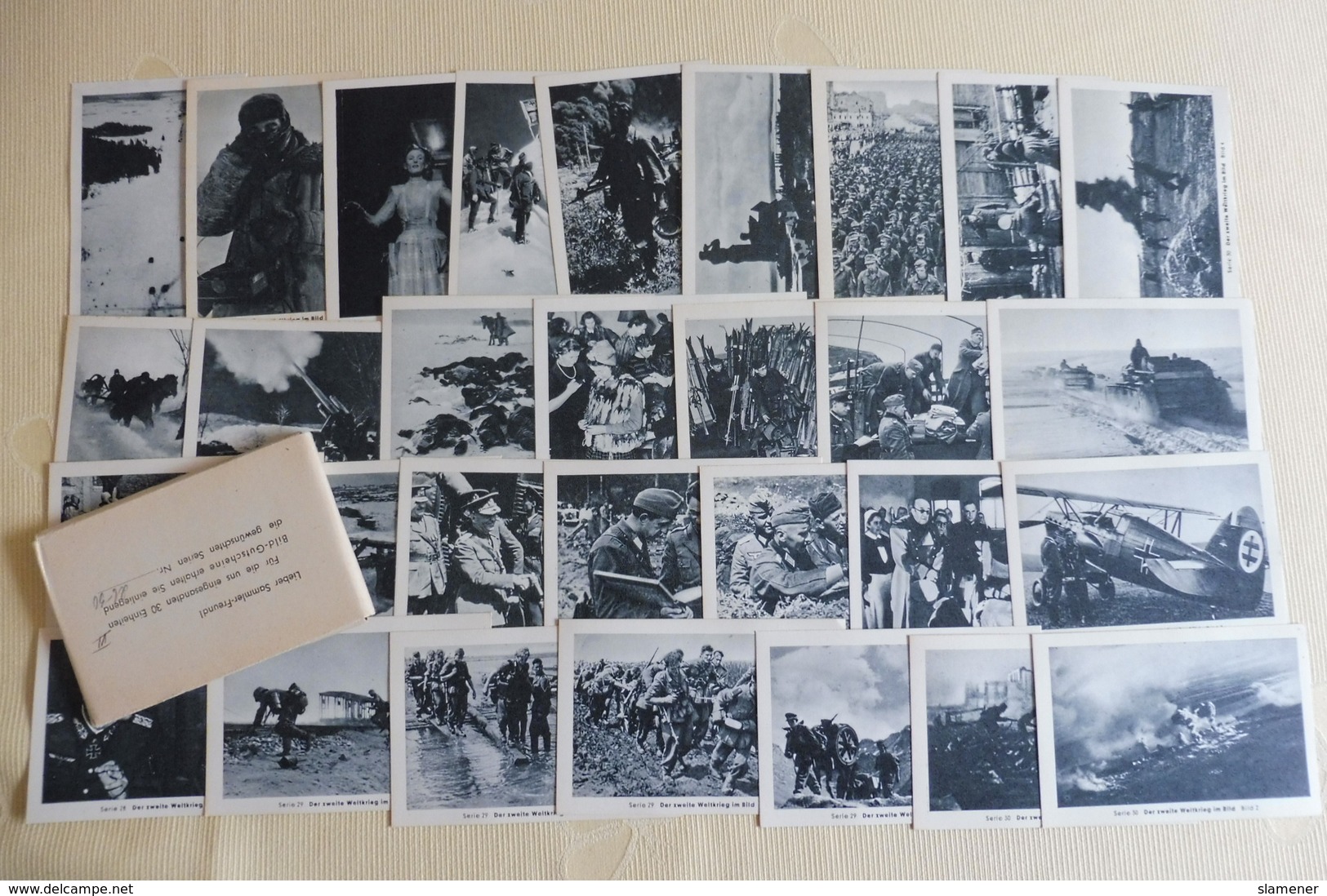 Komplette Sammlung "Der zweite Weltkrieg im Bild" Zigarettenbilder Eilebrecht,12 x 30 Bilder in original Verpackungen